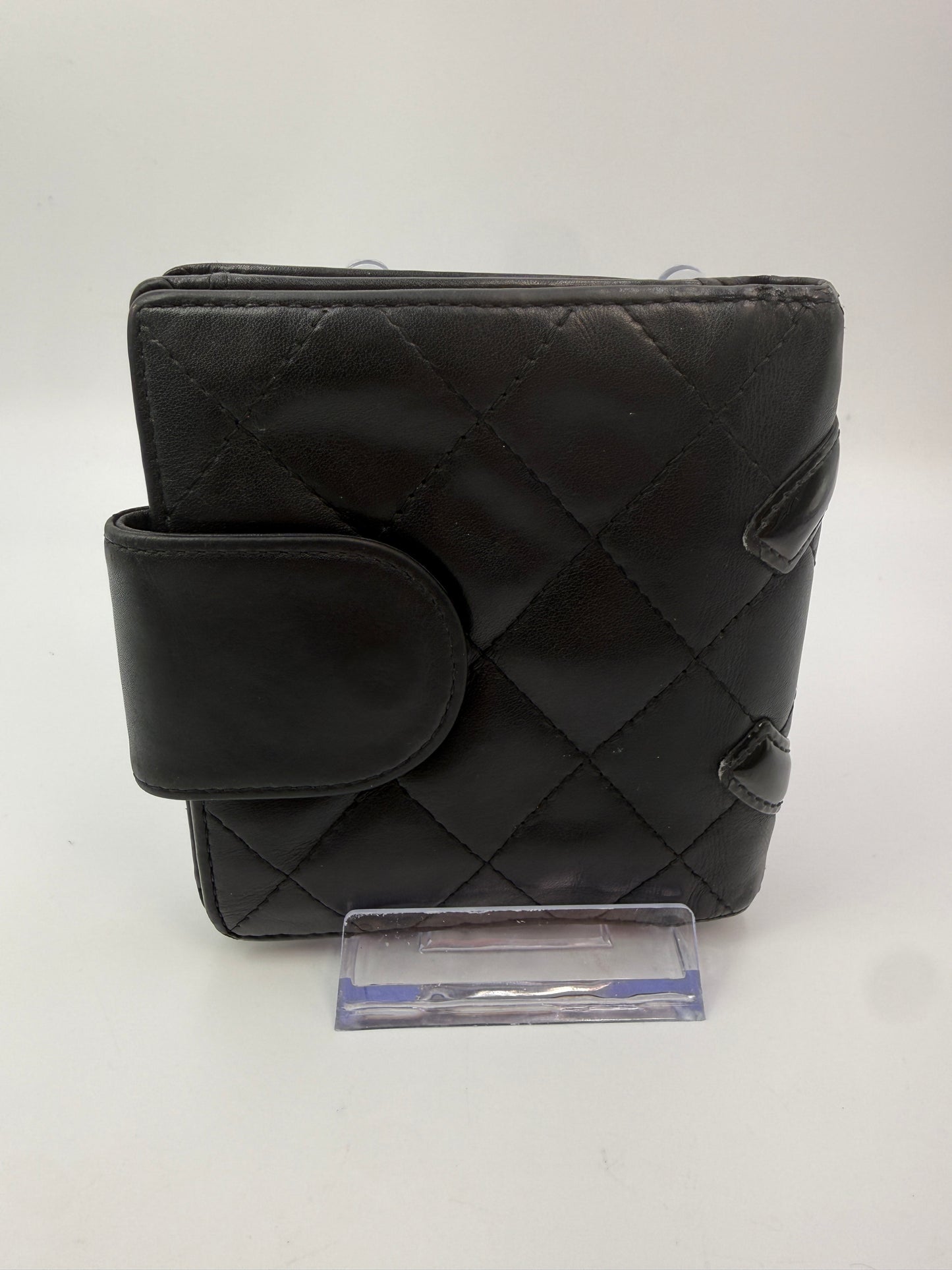 Chanel Compact Quilted Lamb Skin Leather Wallet with Patent CC Logo