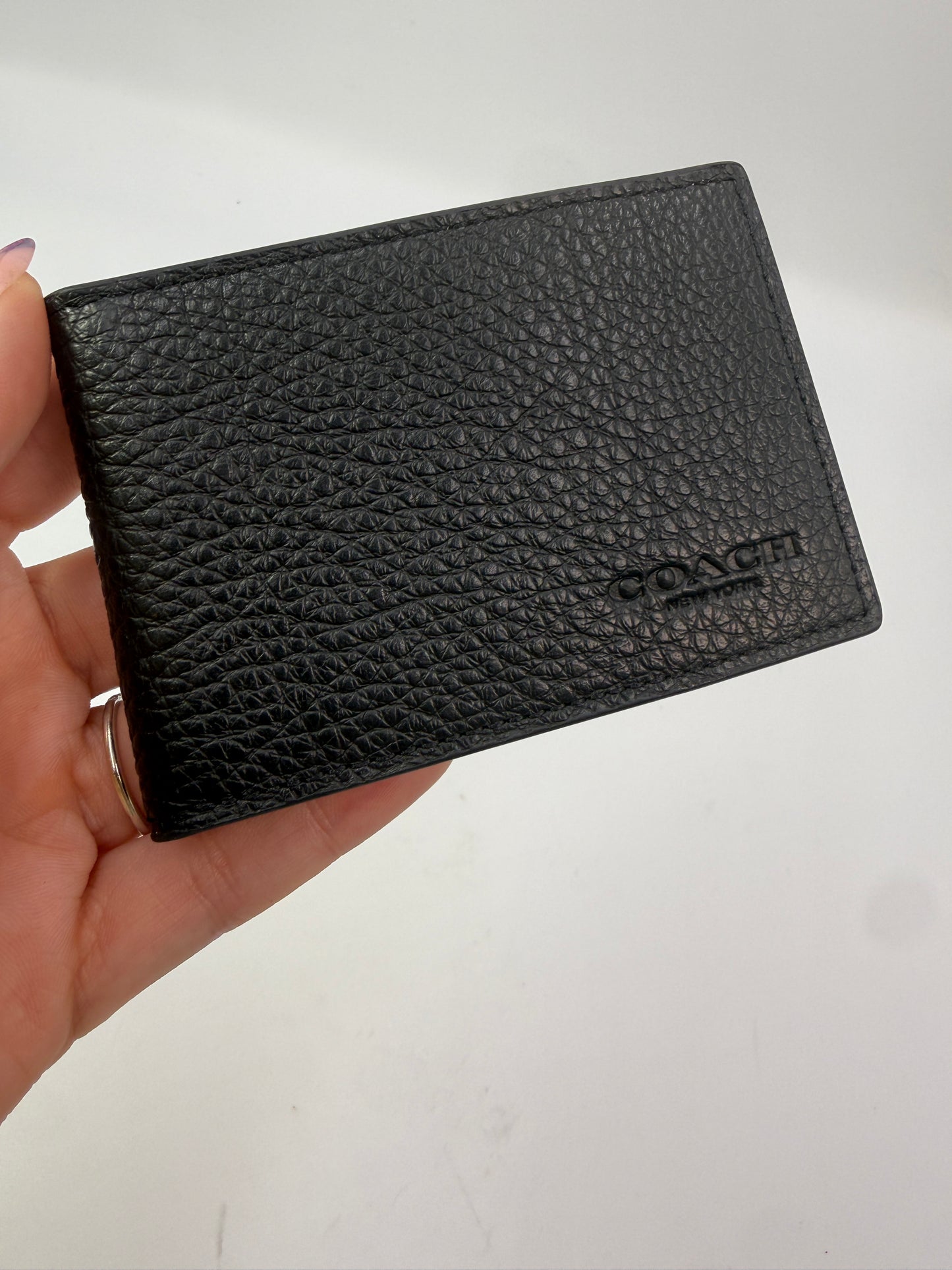 Coach Black Pebbled Leather Bifold Wallet NEW WITH TAGS