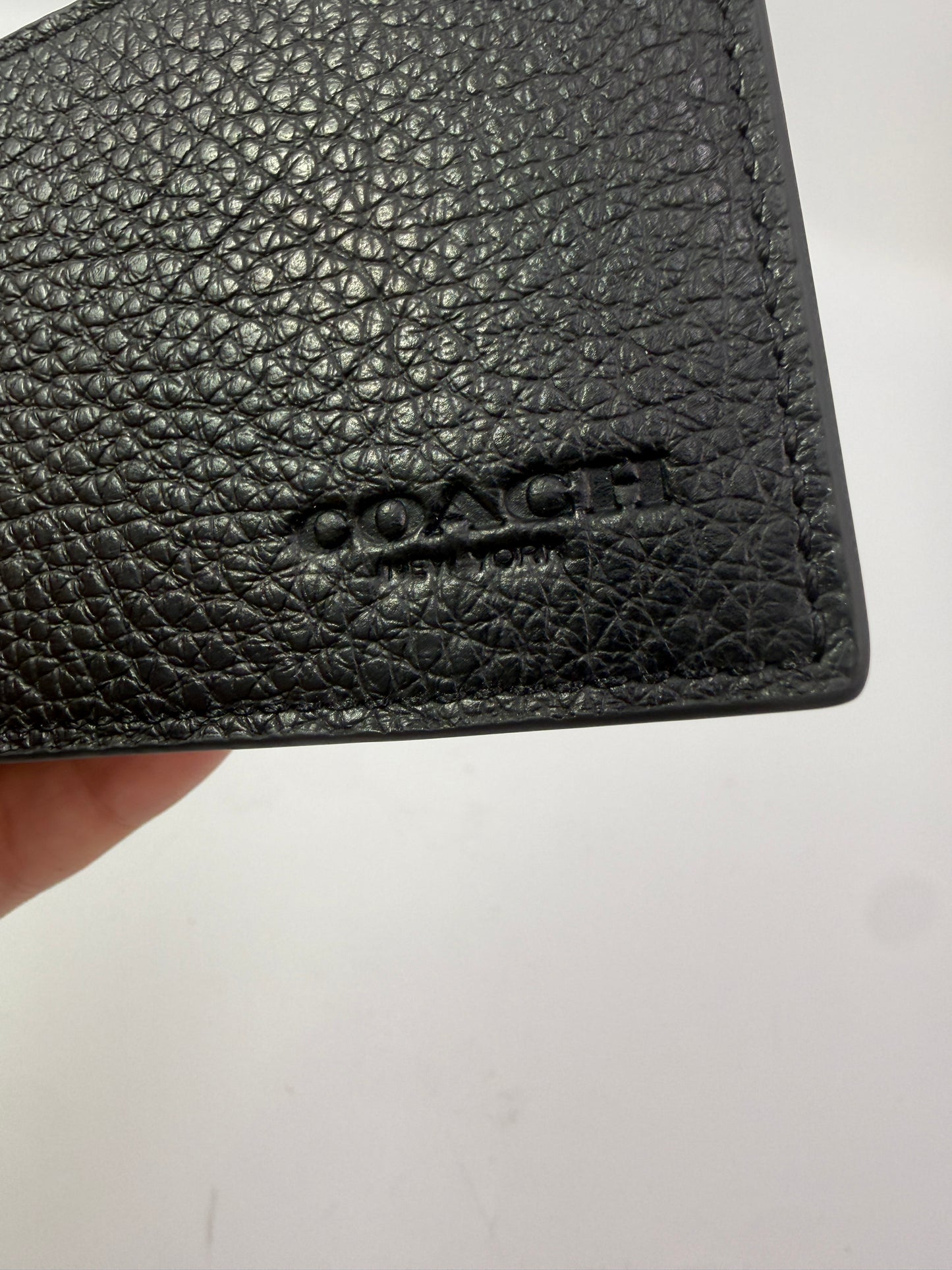 Coach Black Pebbled Leather Bifold Wallet NEW WITH TAGS