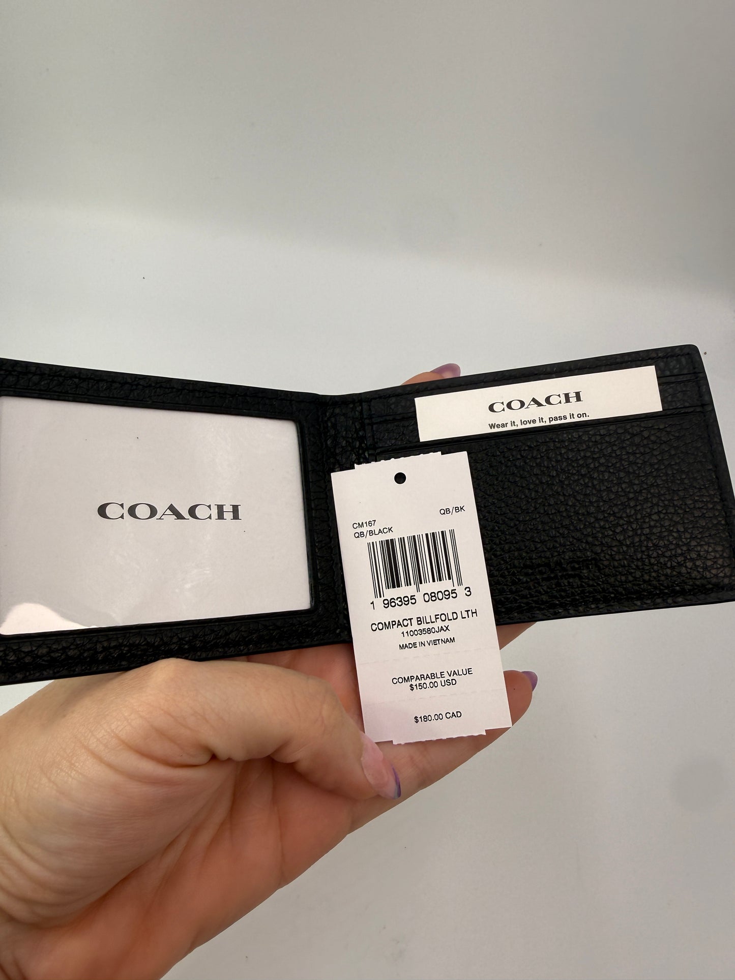 Coach Black Pebbled Leather Bifold Wallet NEW WITH TAGS