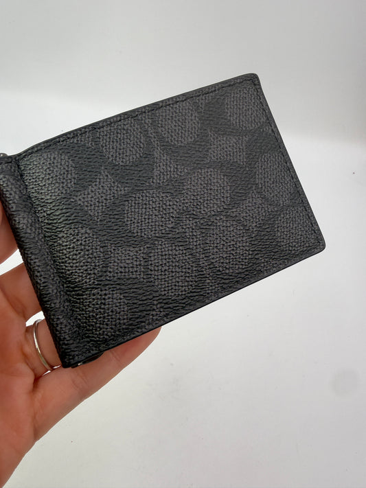Coach Slim Money Clip Billfold Wallet In Signature Canvas NEW WITH TAGS