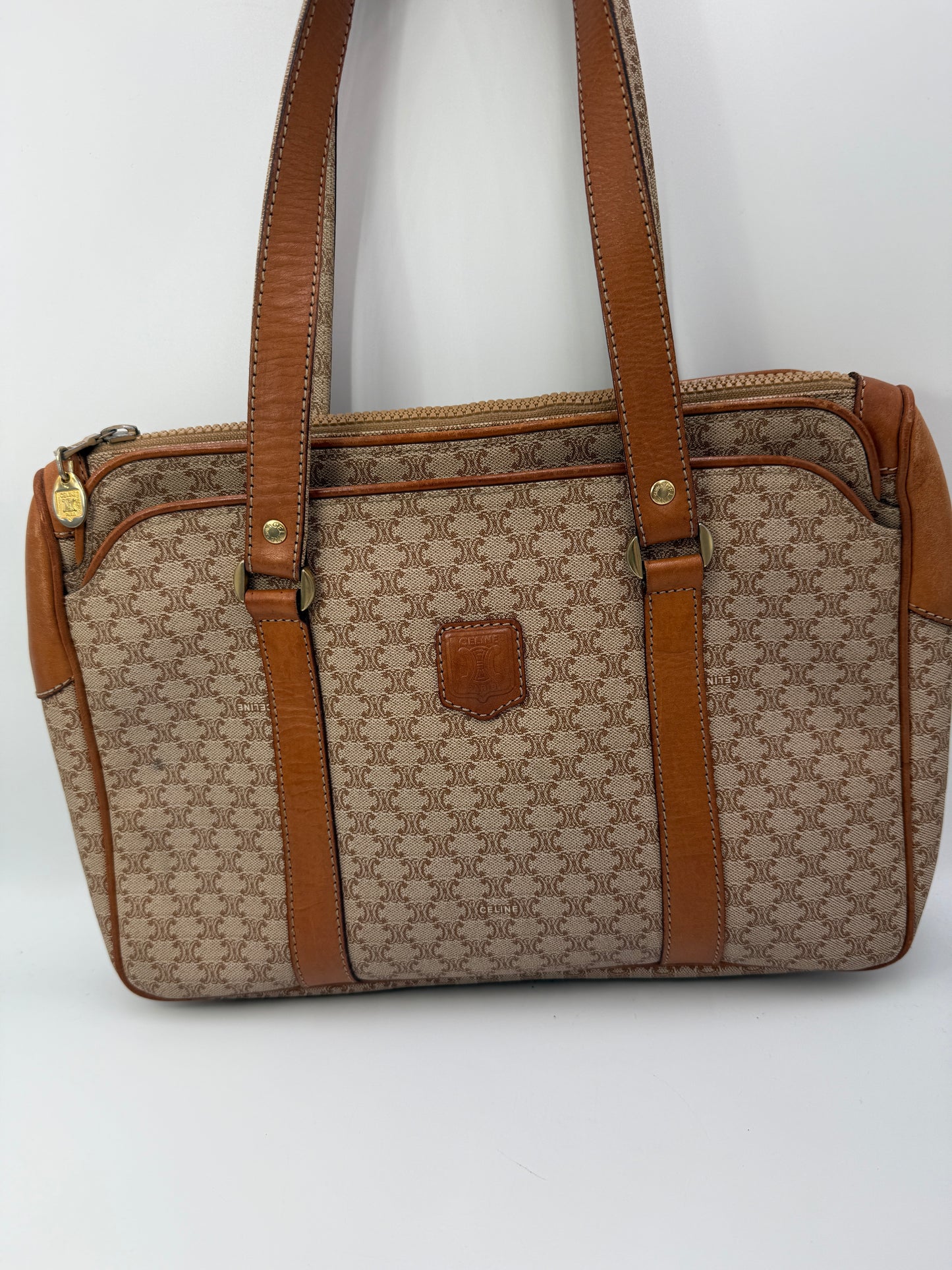 Celine Vintage Coated Canvas Shoulder Bag