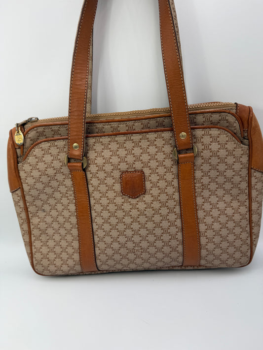 Celine Vintage Coated Canvas Shoulder Bag