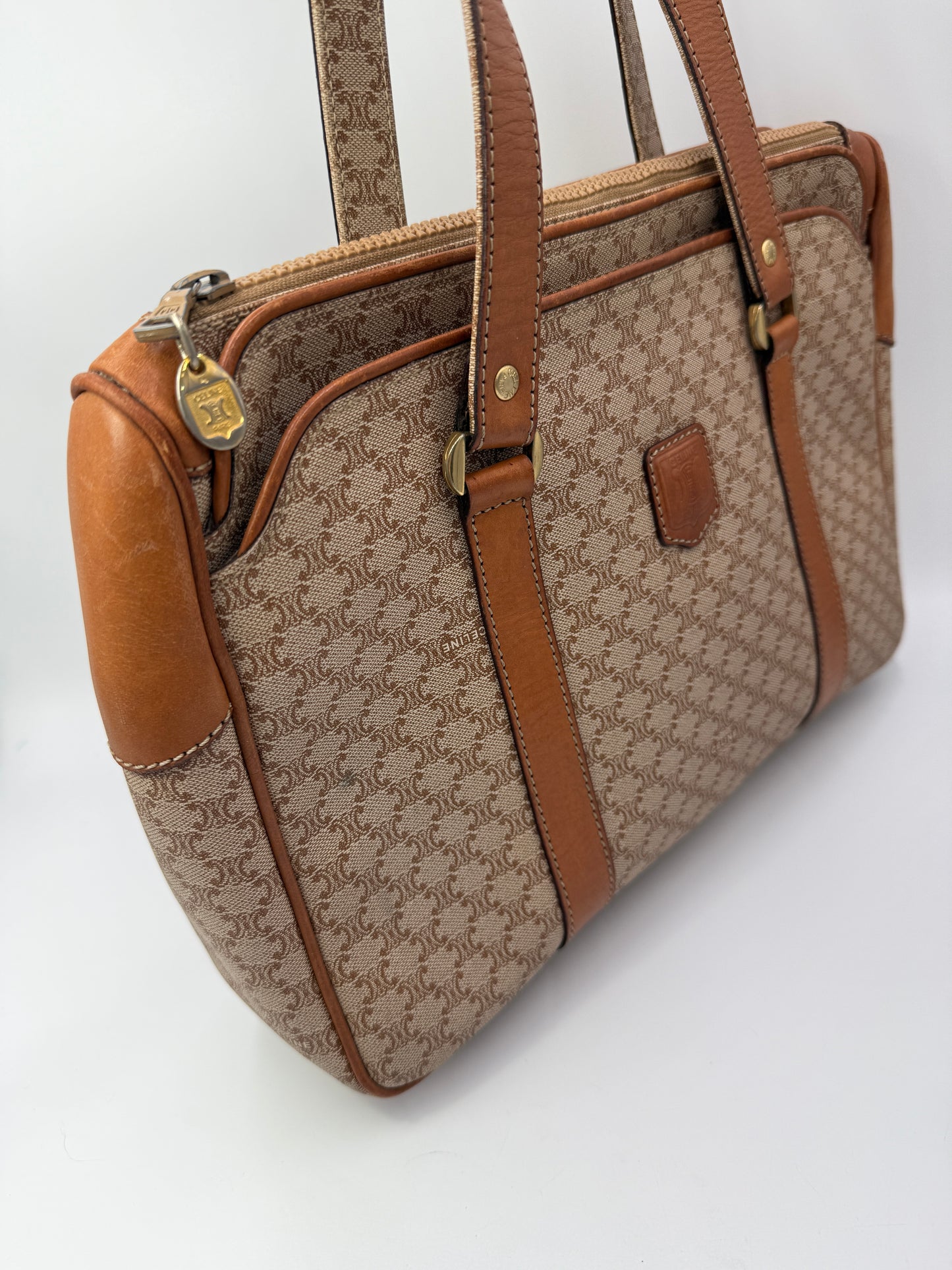 Celine Vintage Coated Canvas Shoulder Bag