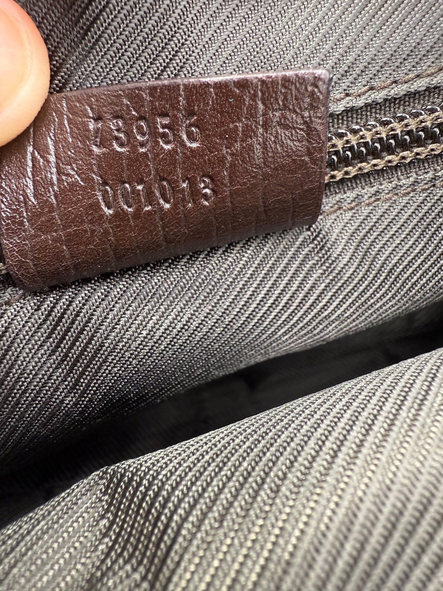 Vintage Gucci Supreme Canvas Unisex Wristlet with Brown Leather Accents