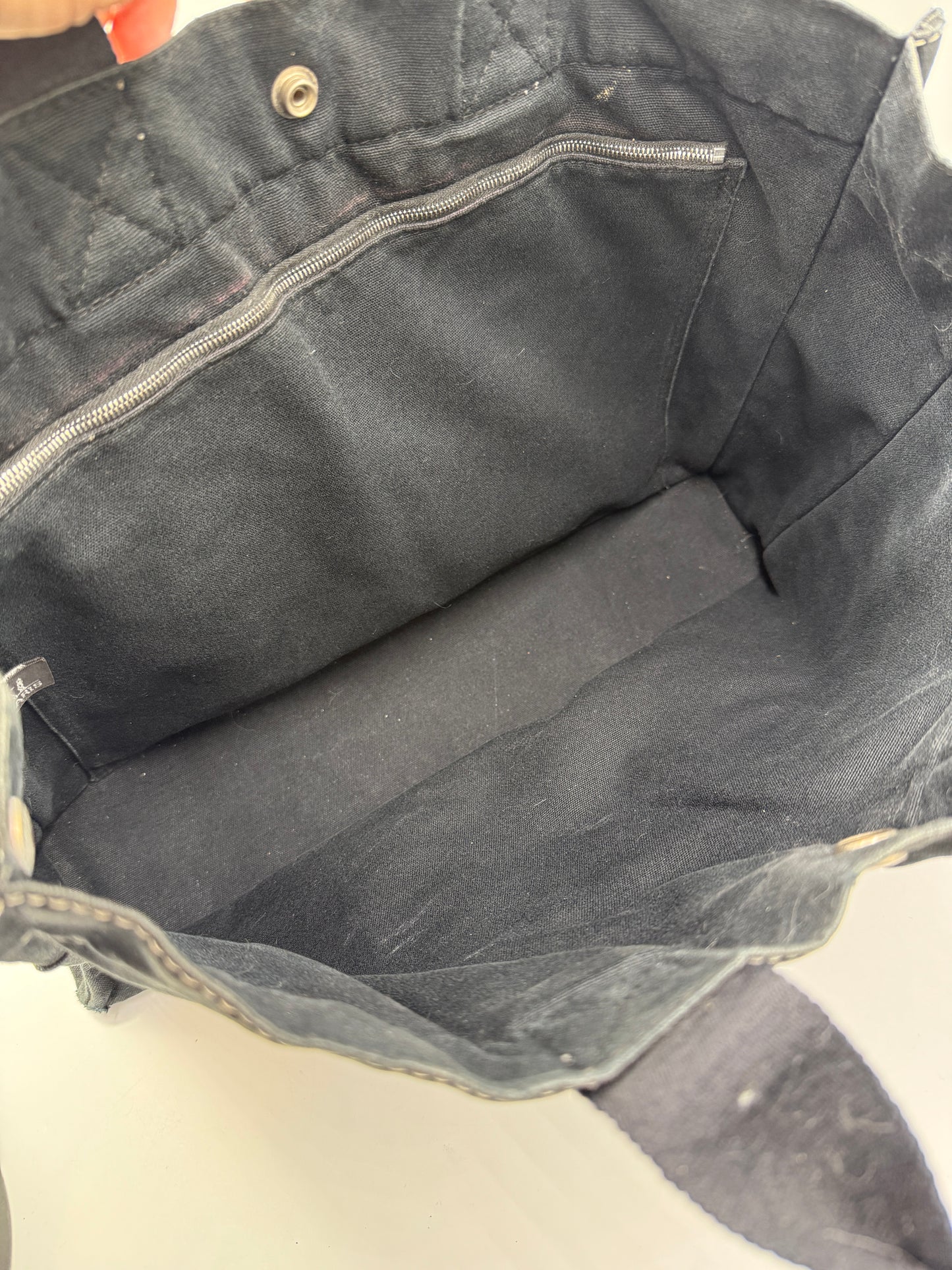 Hermes Large Black Canvas Shopper Tote Bag