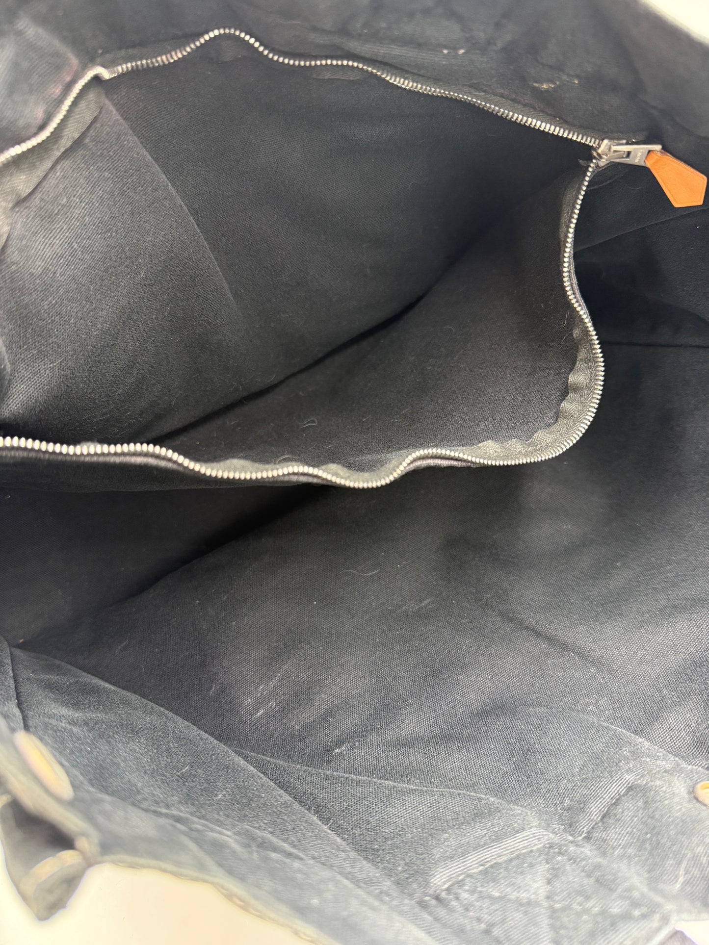 Hermes Large Black Canvas Shopper Tote Bag