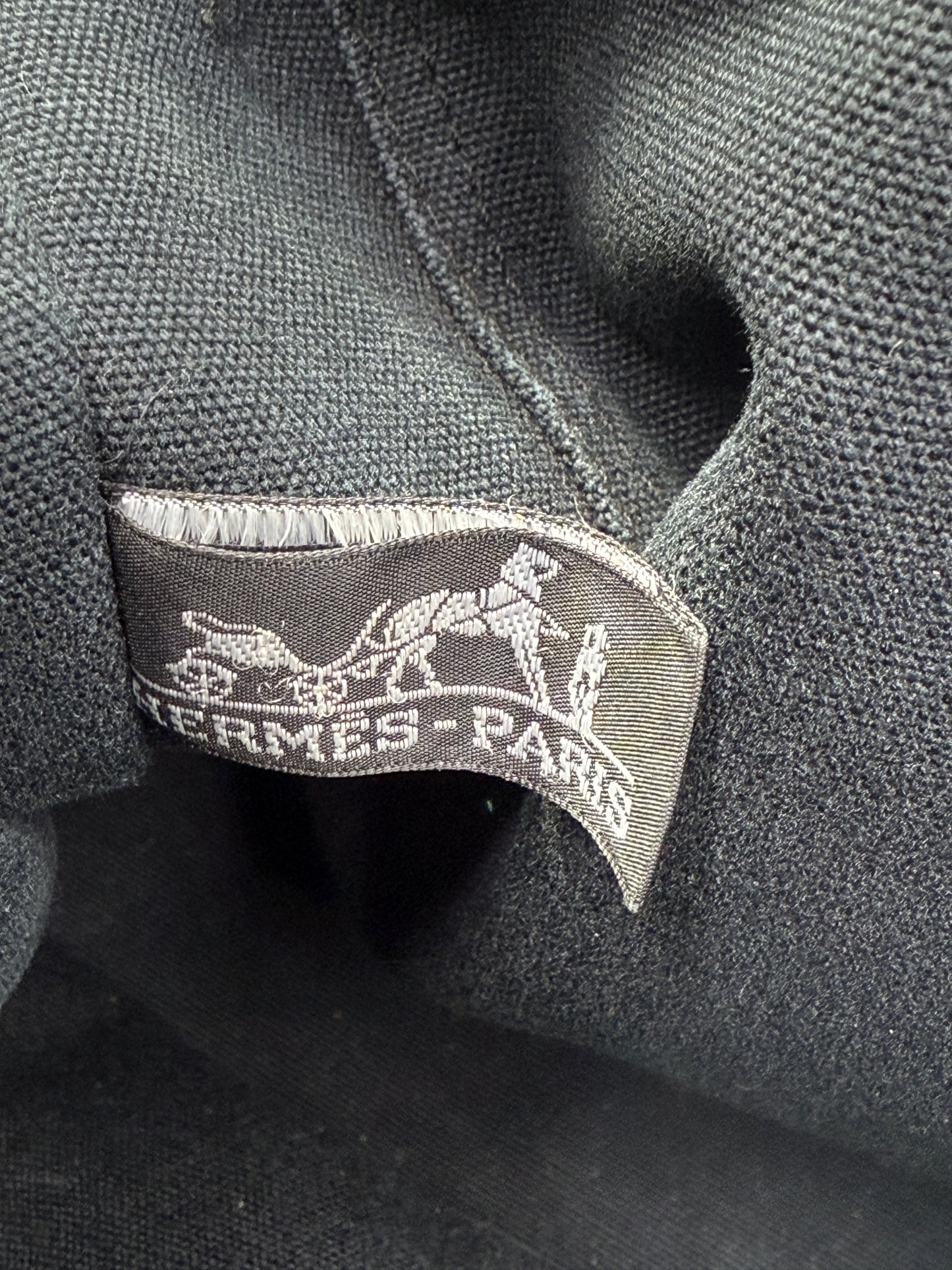 Hermes Large Black Canvas Shopper Tote Bag