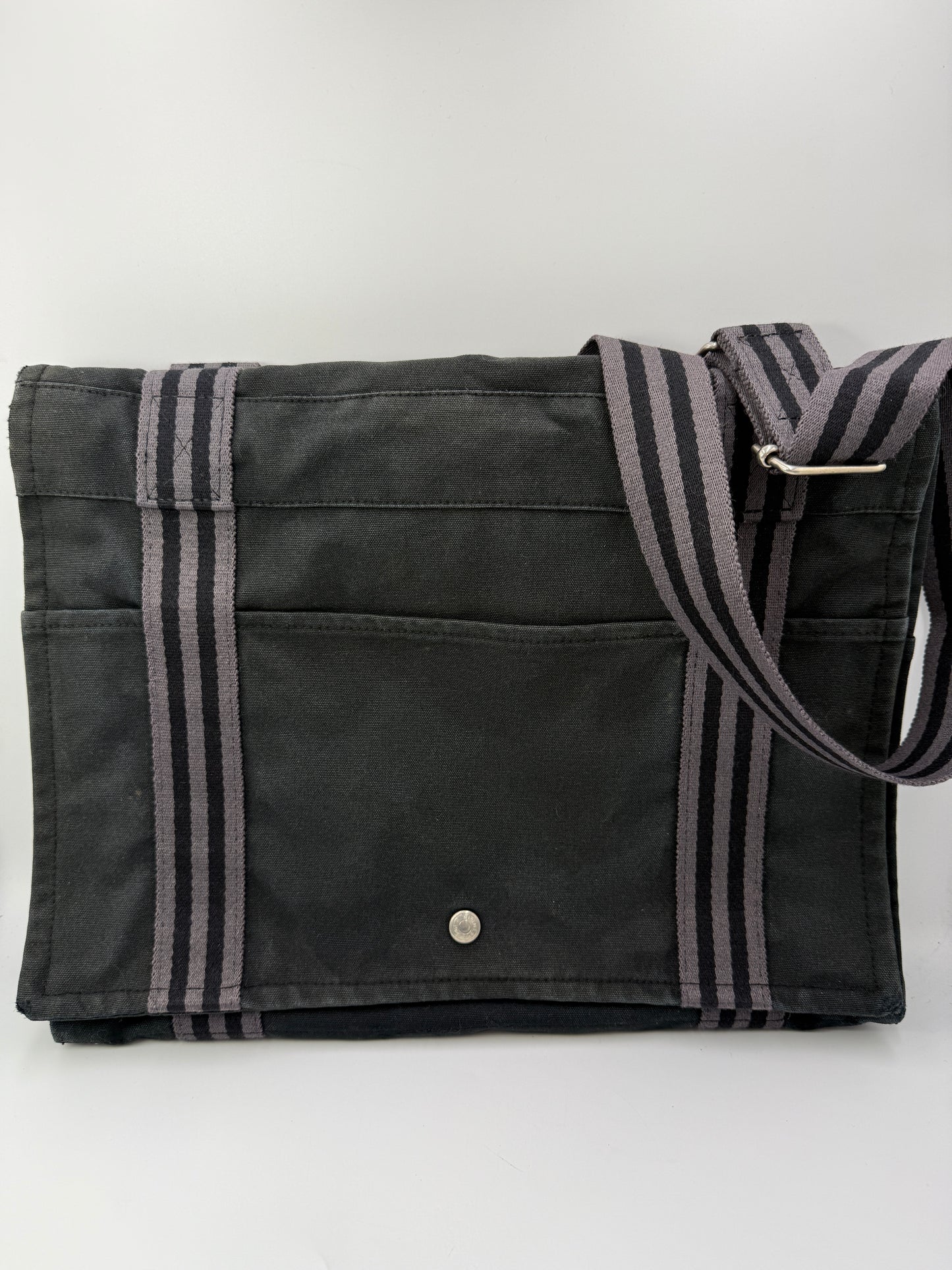 Hermes Black Grey Messenger Crossbody Bag