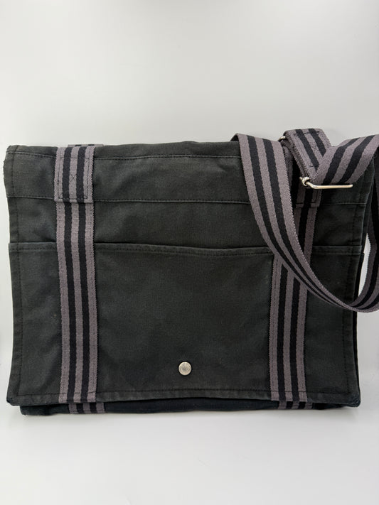Hermes Black Grey Messenger Crossbody Bag