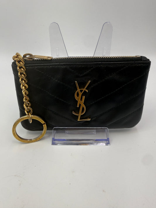 Yves Saint Laurent Black Quilted Leather Key Cles Wallet 0317