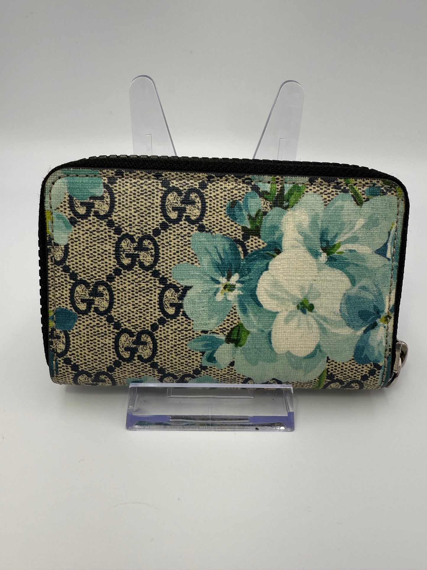 Gucci Floral Blue GG Supreme Zippy Wallet