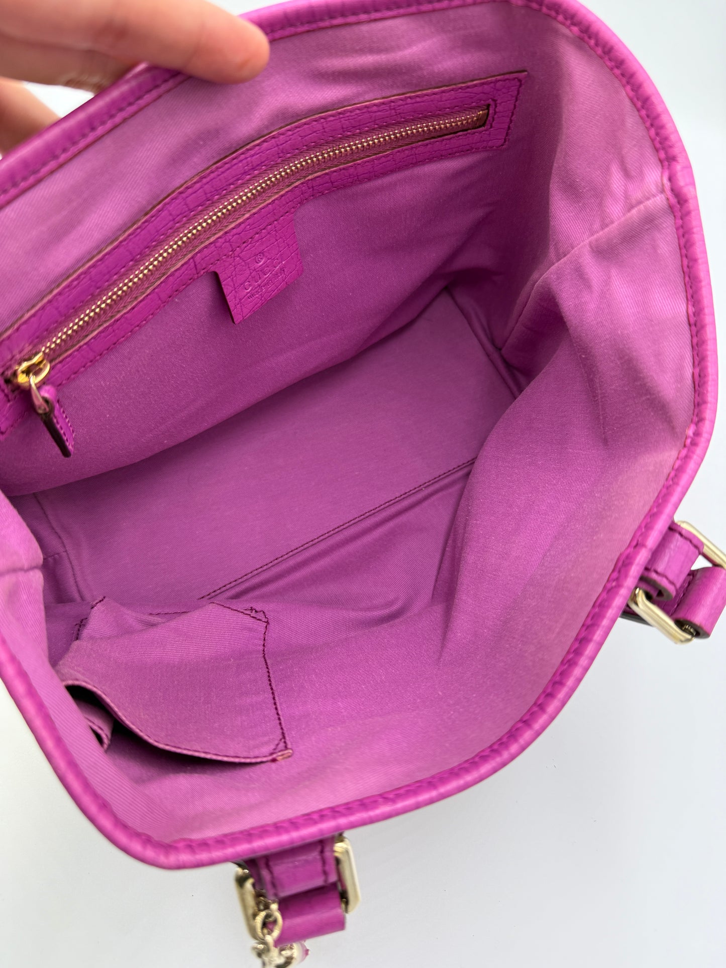 Gucci Guccissima Canvas Mini Tote Pink Accents 2 Charms