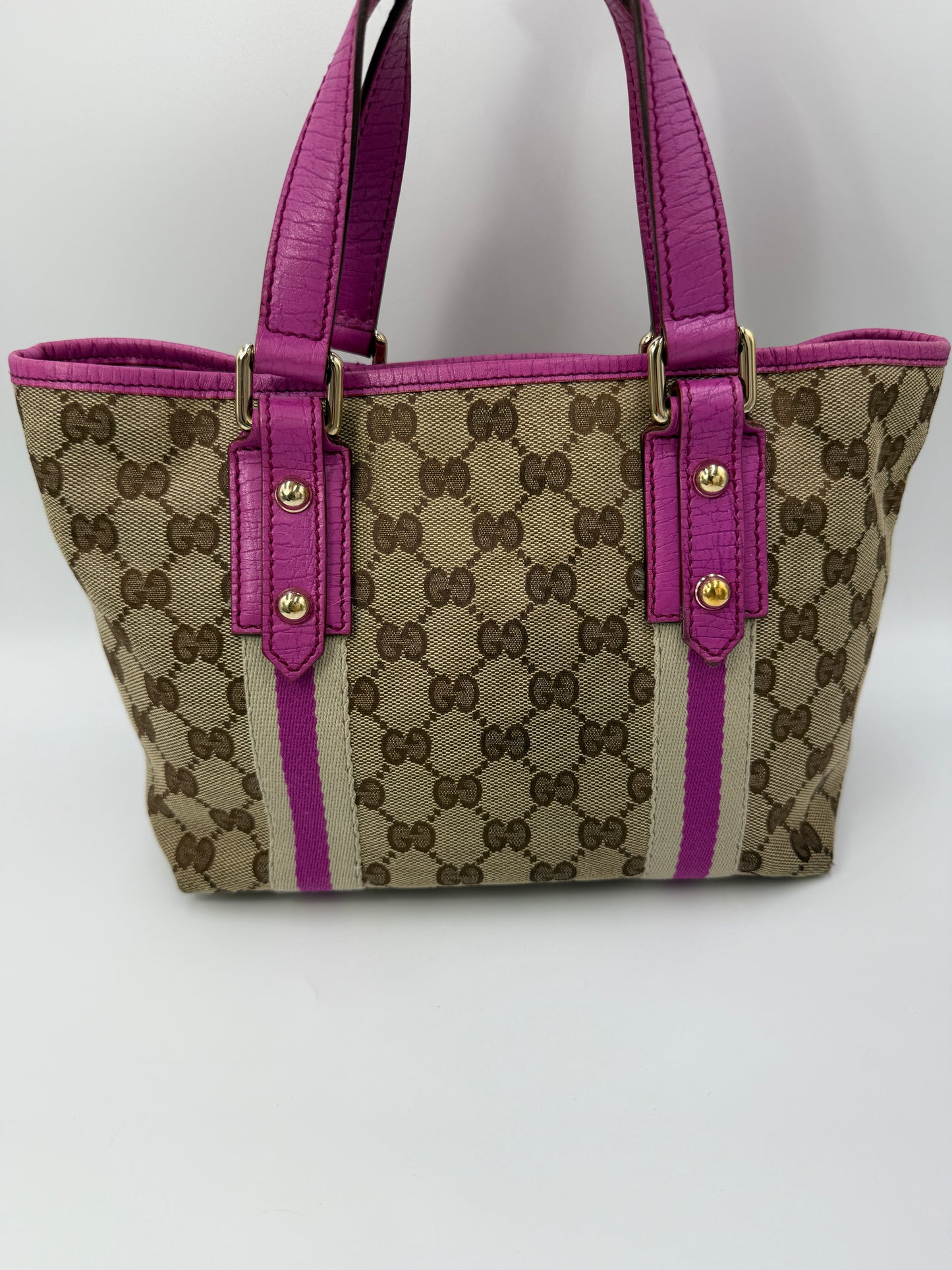 Gucci Guccissima Canvas Mini Tote Pink Accents 2 Charms