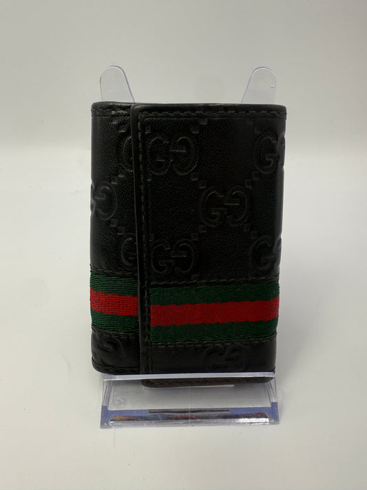 Gucci Guccissima Sherry Black Leather 6 Key Holder