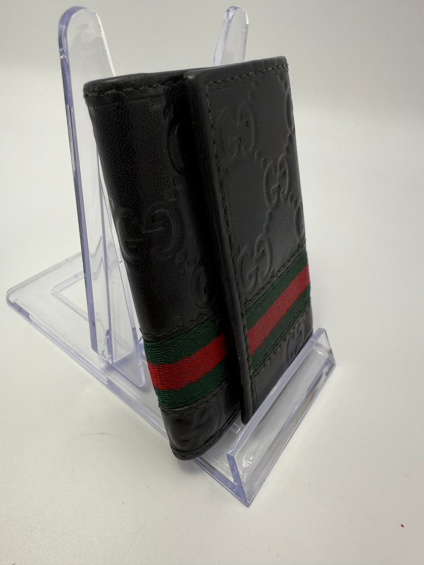 Gucci Guccissima Sherry Black Leather 6 Key Holder