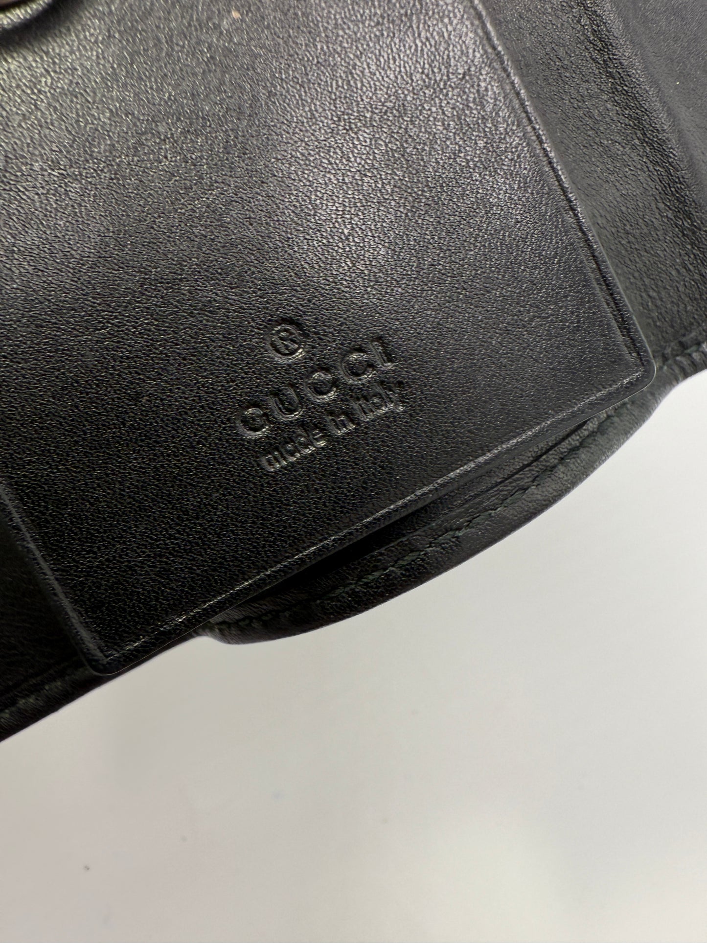 Gucci Guccissima Sherry Black Leather 6 Key Holder