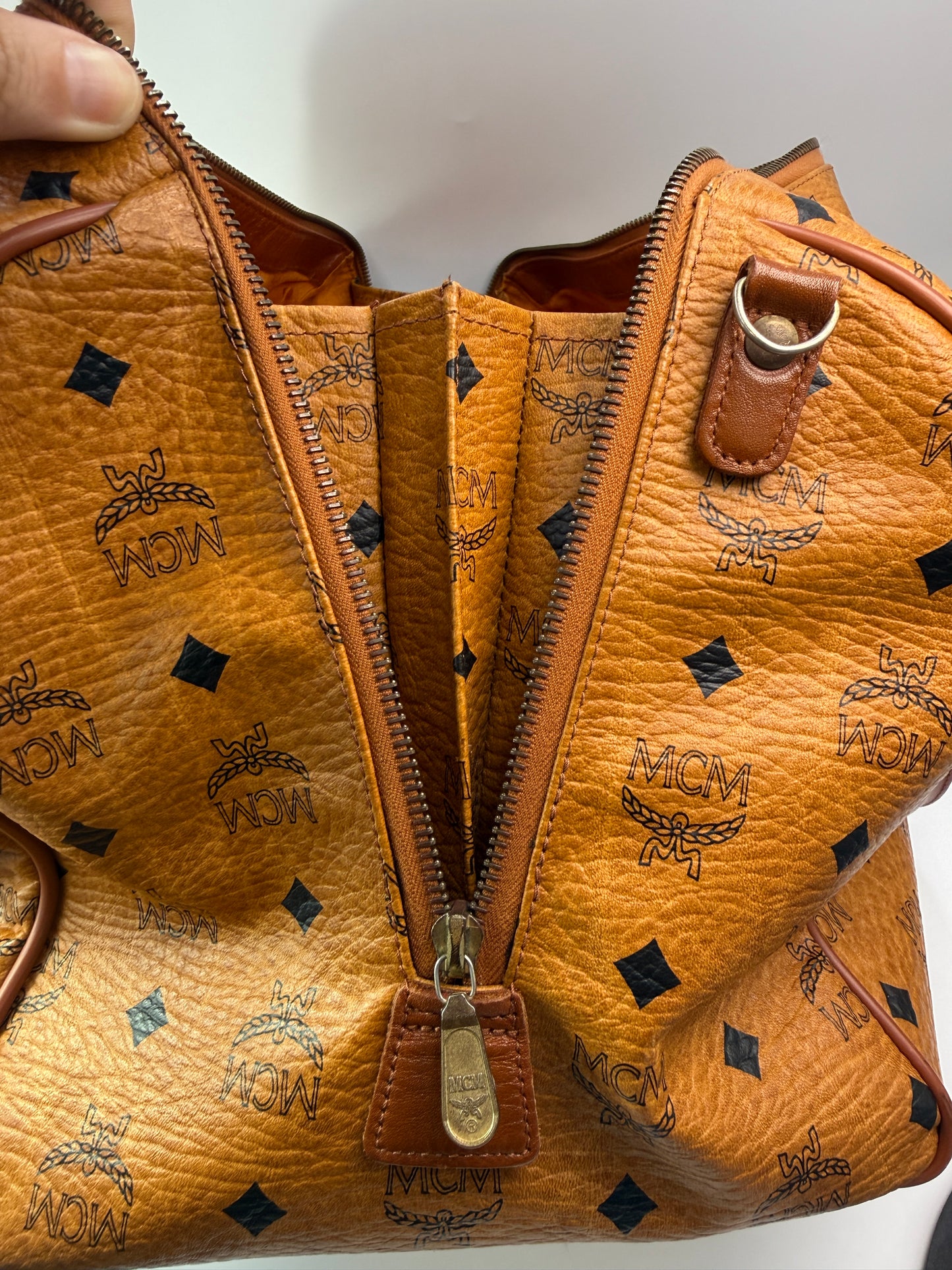 MCM Cognac Visetos Duffle Travel Bag 41 cm