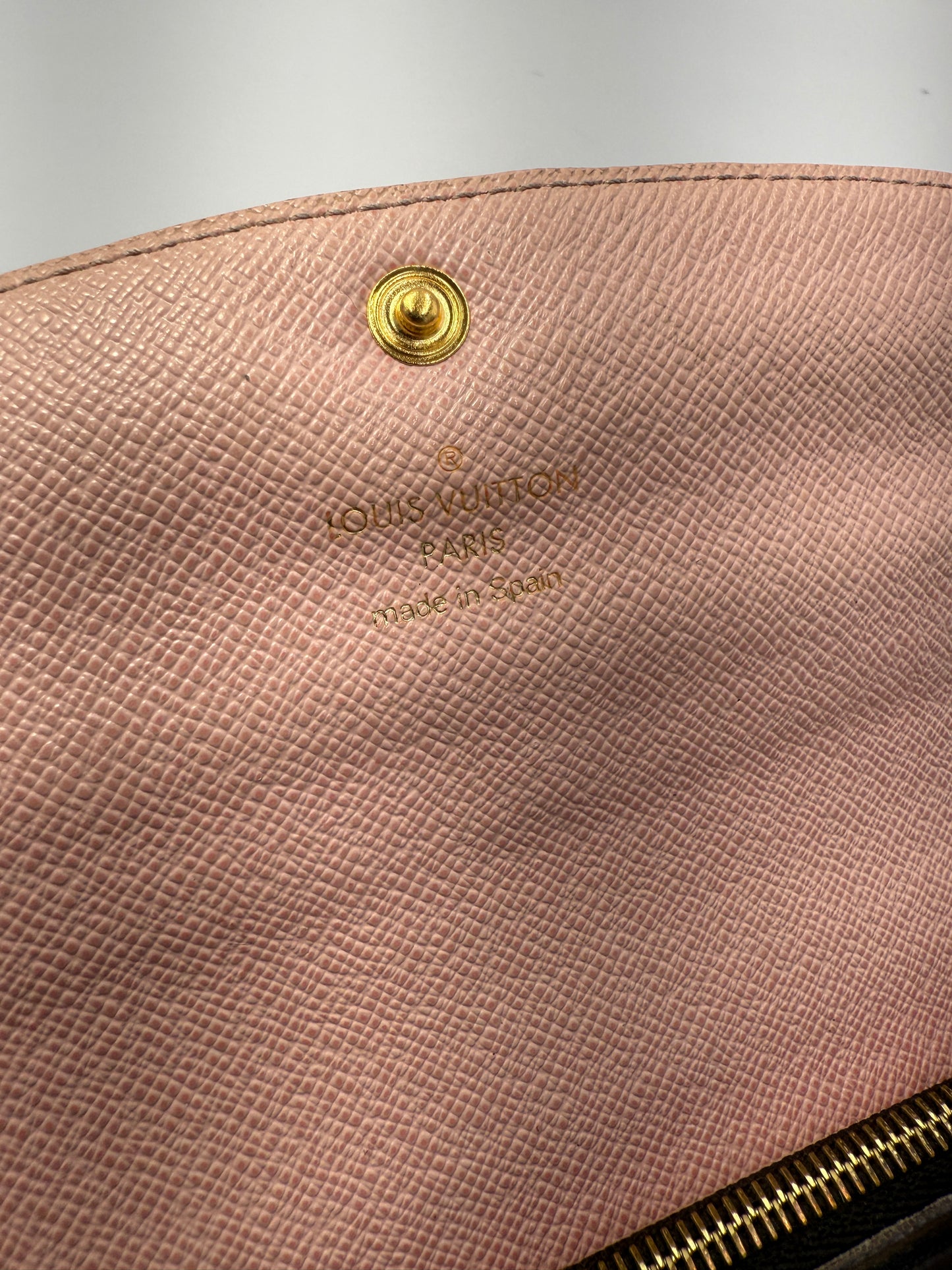 Louis Vuitton Monogram Coated Canvas Emilie Wallet Light Pink Interior CA0186