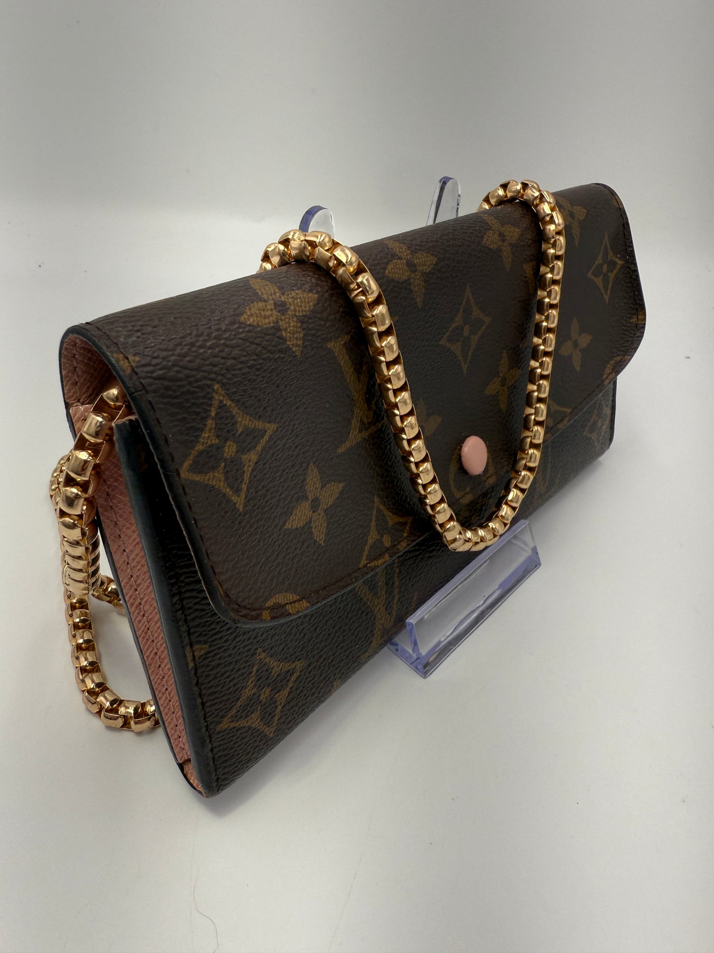 Louis Vuitton Monogram Coated Canvas Emilie Wallet Light Pink Interior CA0186