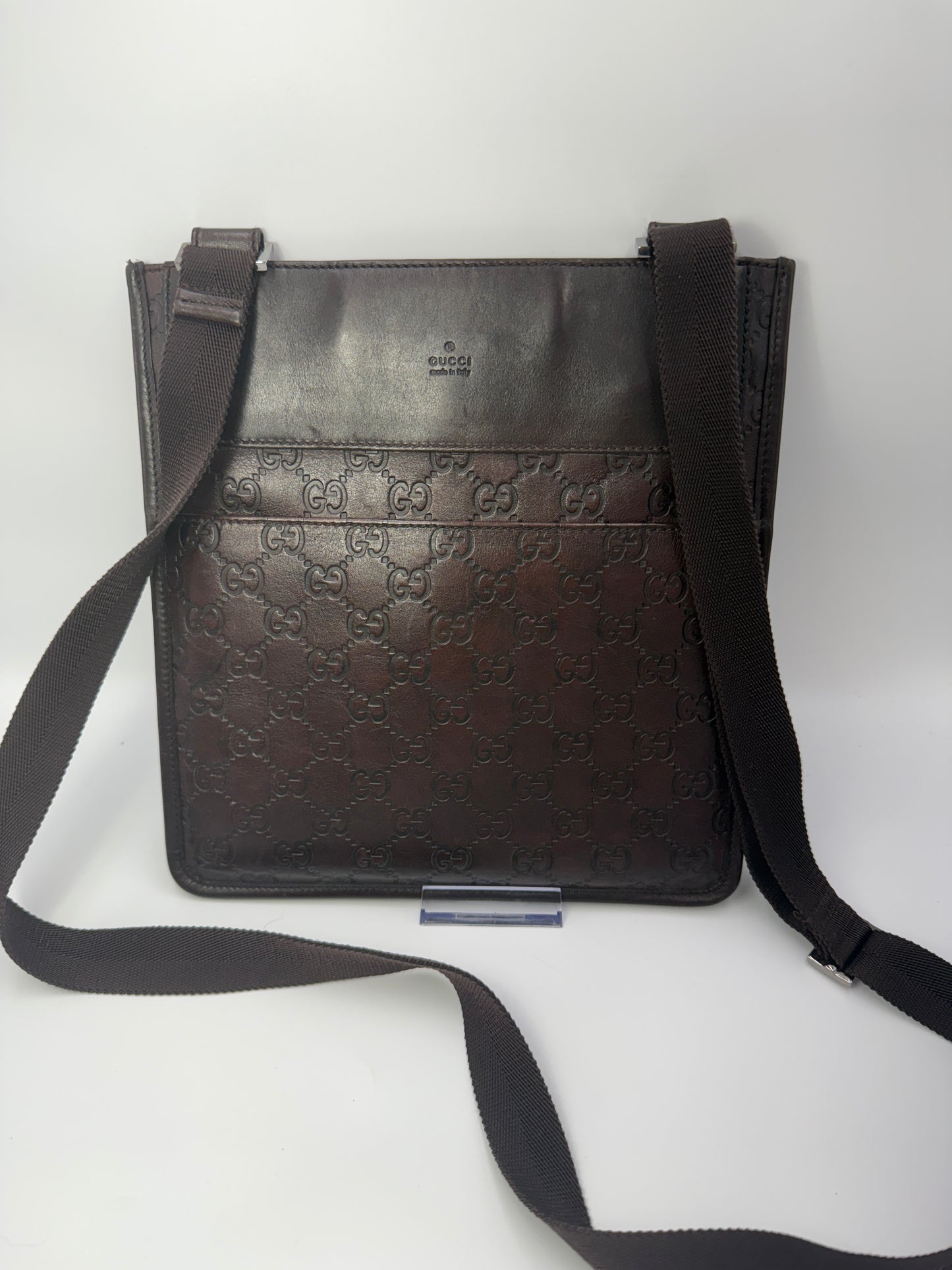 Gucci Guccissima Brown Leather Crossbody Unisex