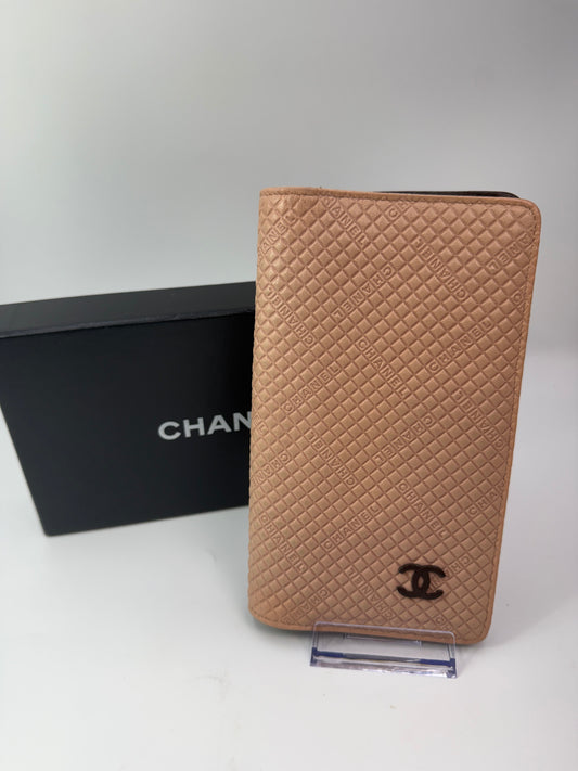 Chanel Beige Leather Micro Chocolate Bar Bifold with Box and Black Card
