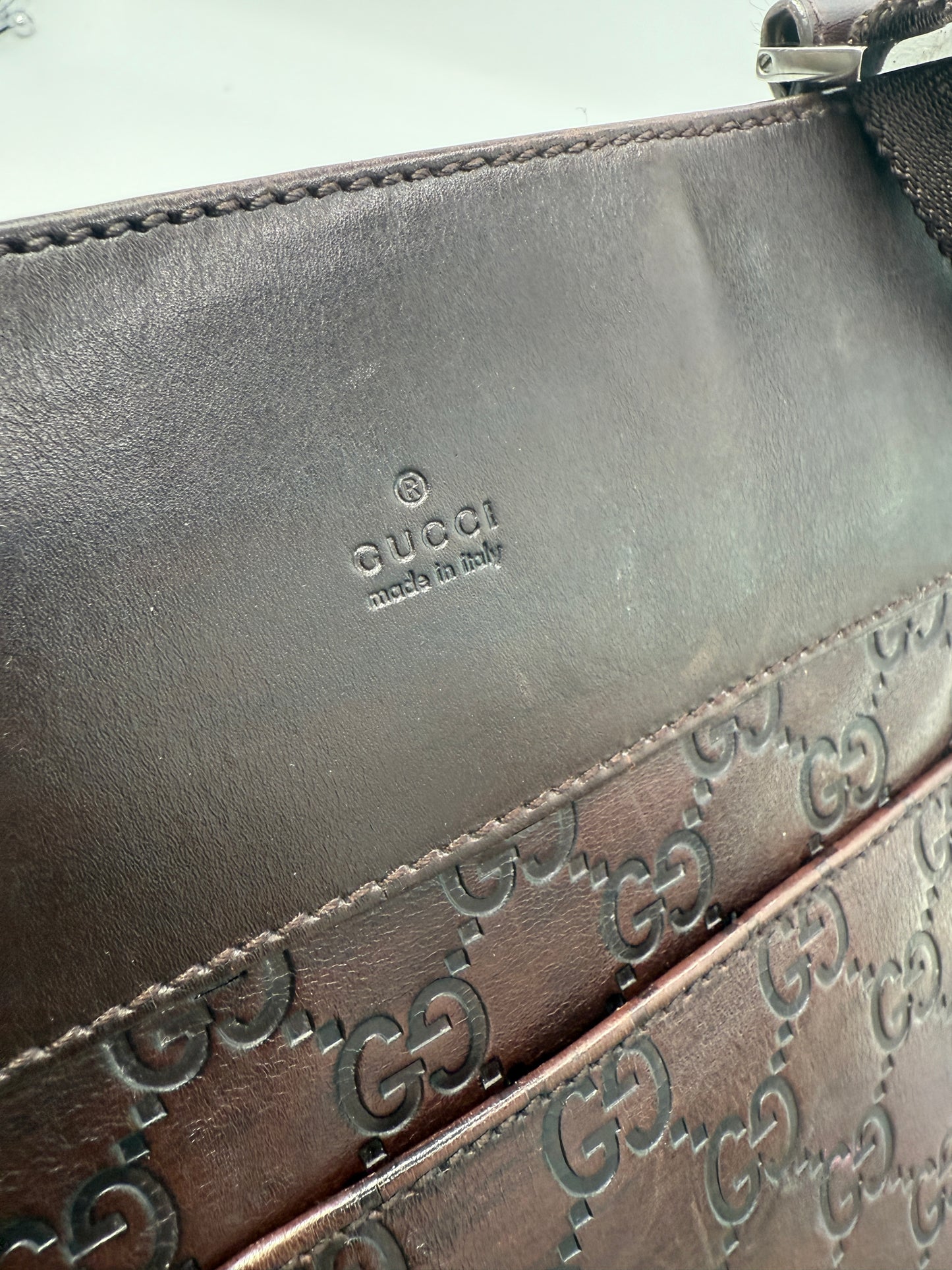 Gucci Guccissima Brown Leather Crossbody Unisex