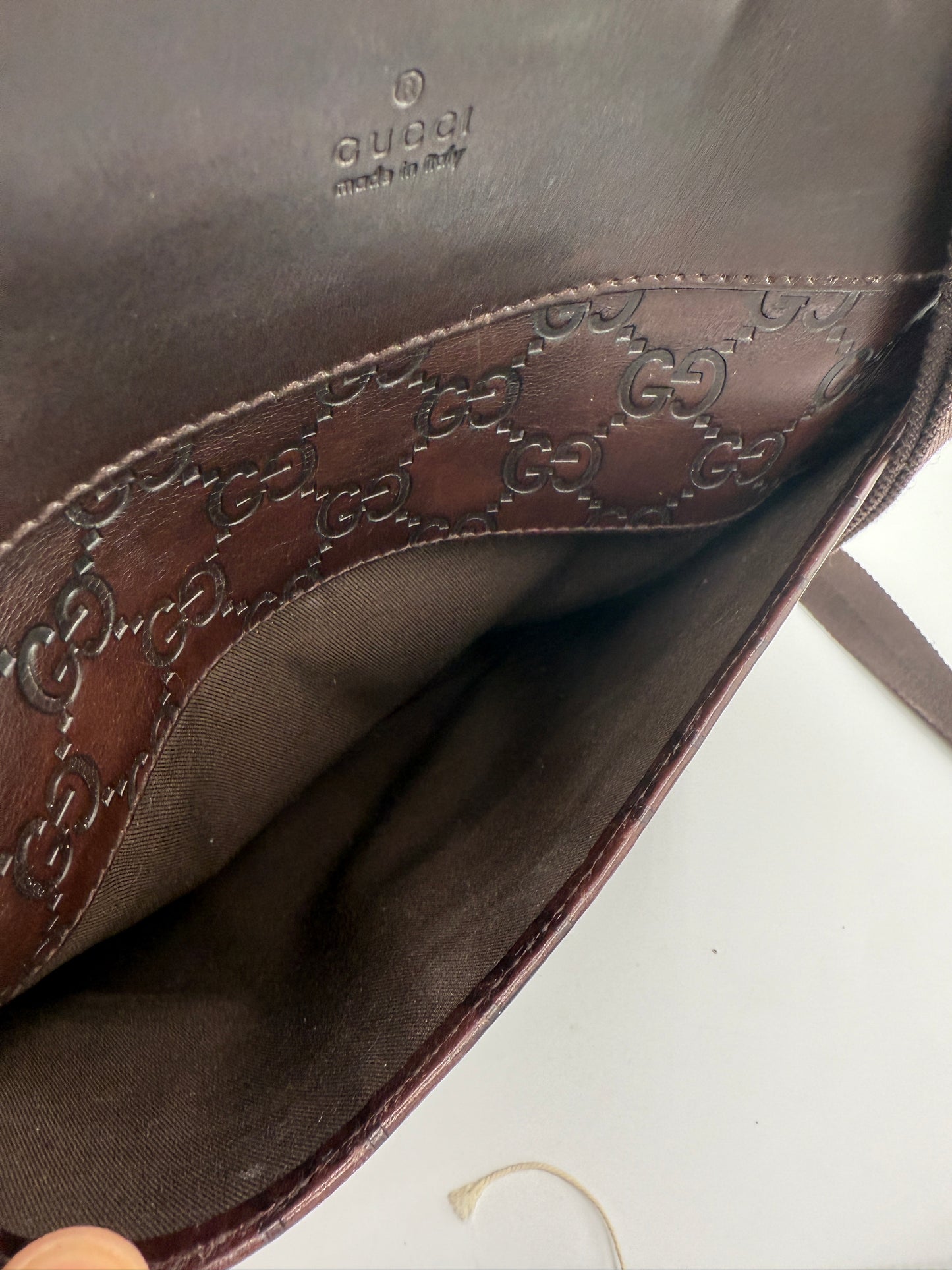 Gucci Guccissima Brown Leather Crossbody Unisex