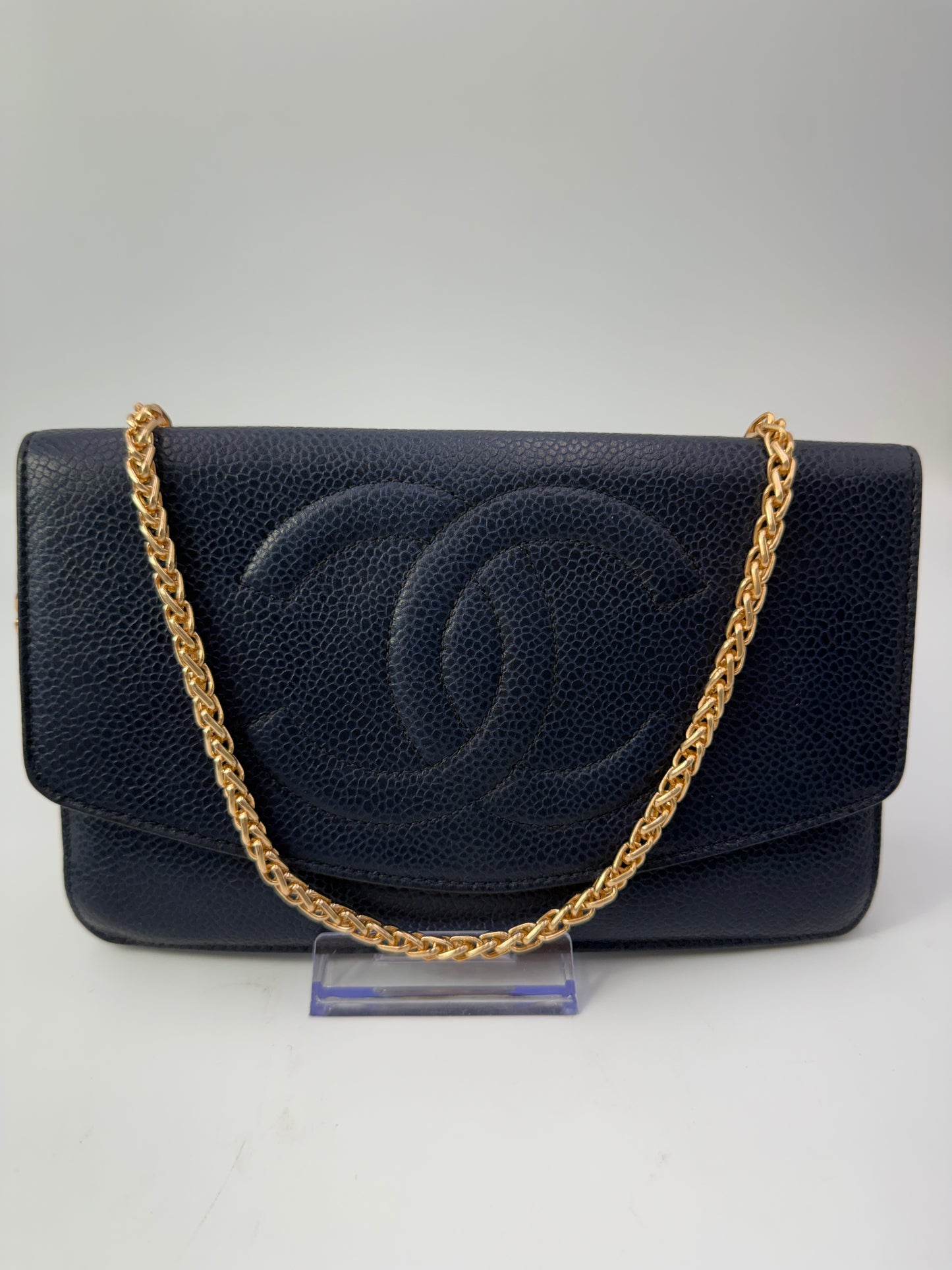 Chanel Timeless Dark Navy Caviar Leather Clutch