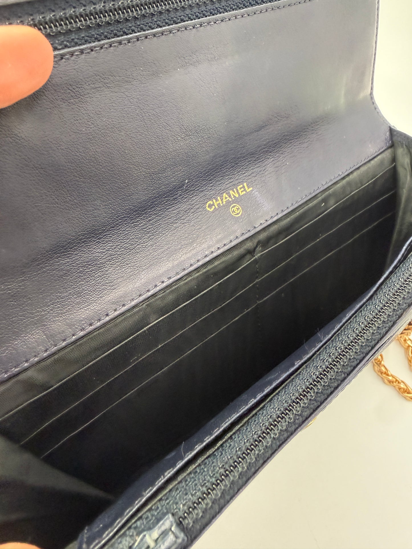 Chanel Timeless Dark Navy Caviar Leather Clutch