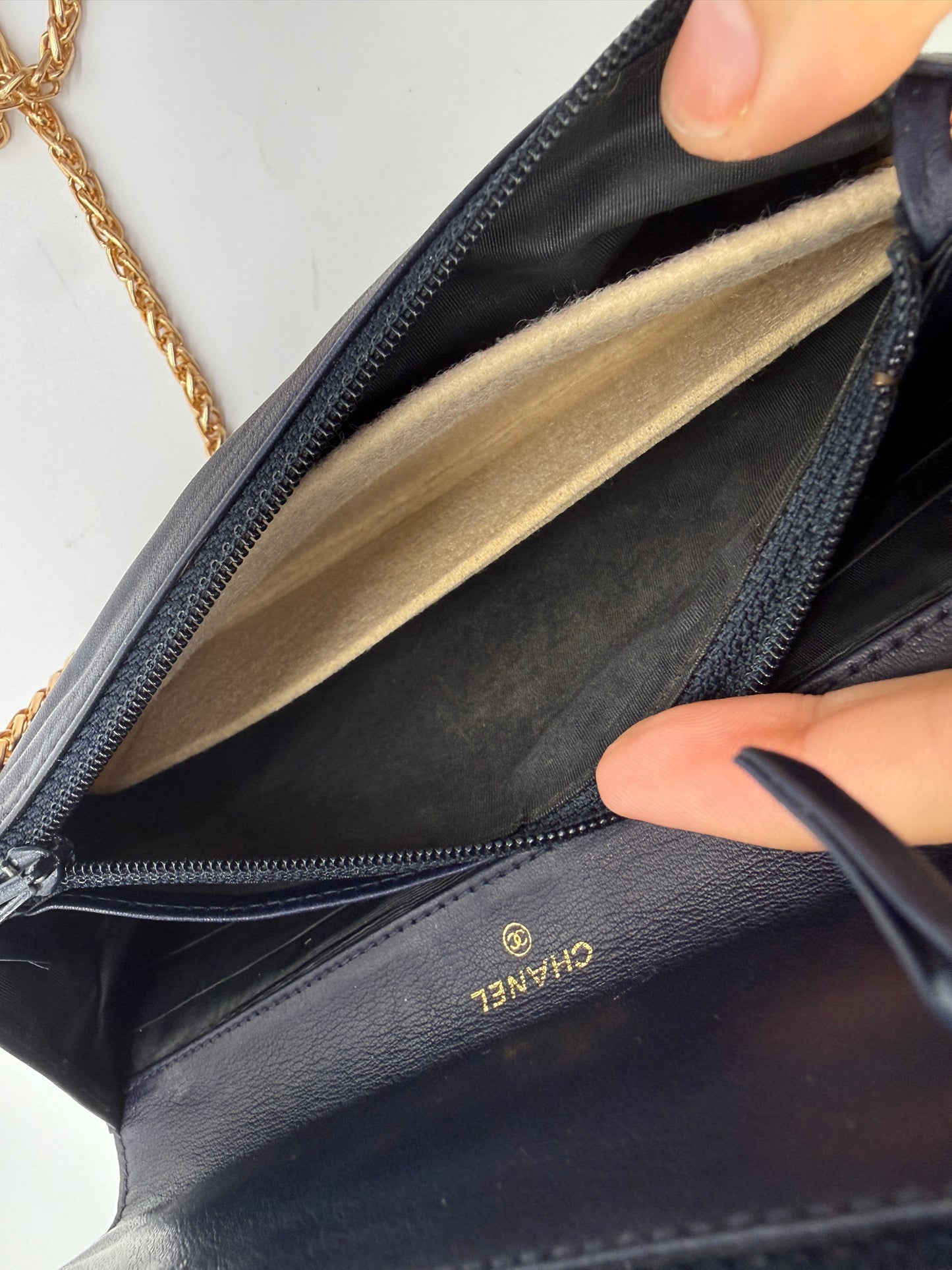 Chanel Timeless Dark Navy Caviar Leather Clutch