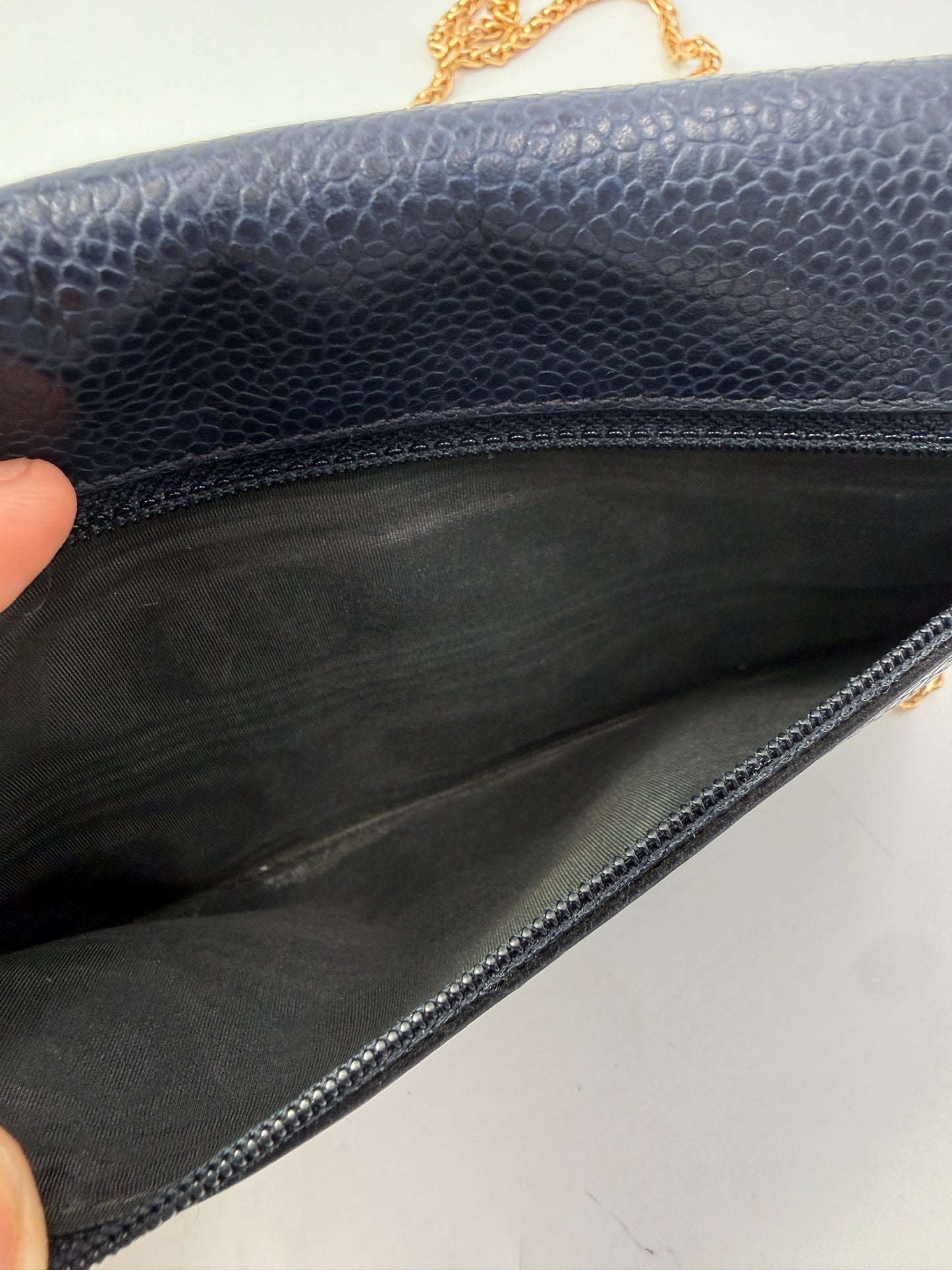 Chanel Timeless Dark Navy Caviar Leather Clutch
