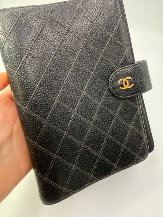 Chanel Black Caviar Leather Agenda Organizer MM