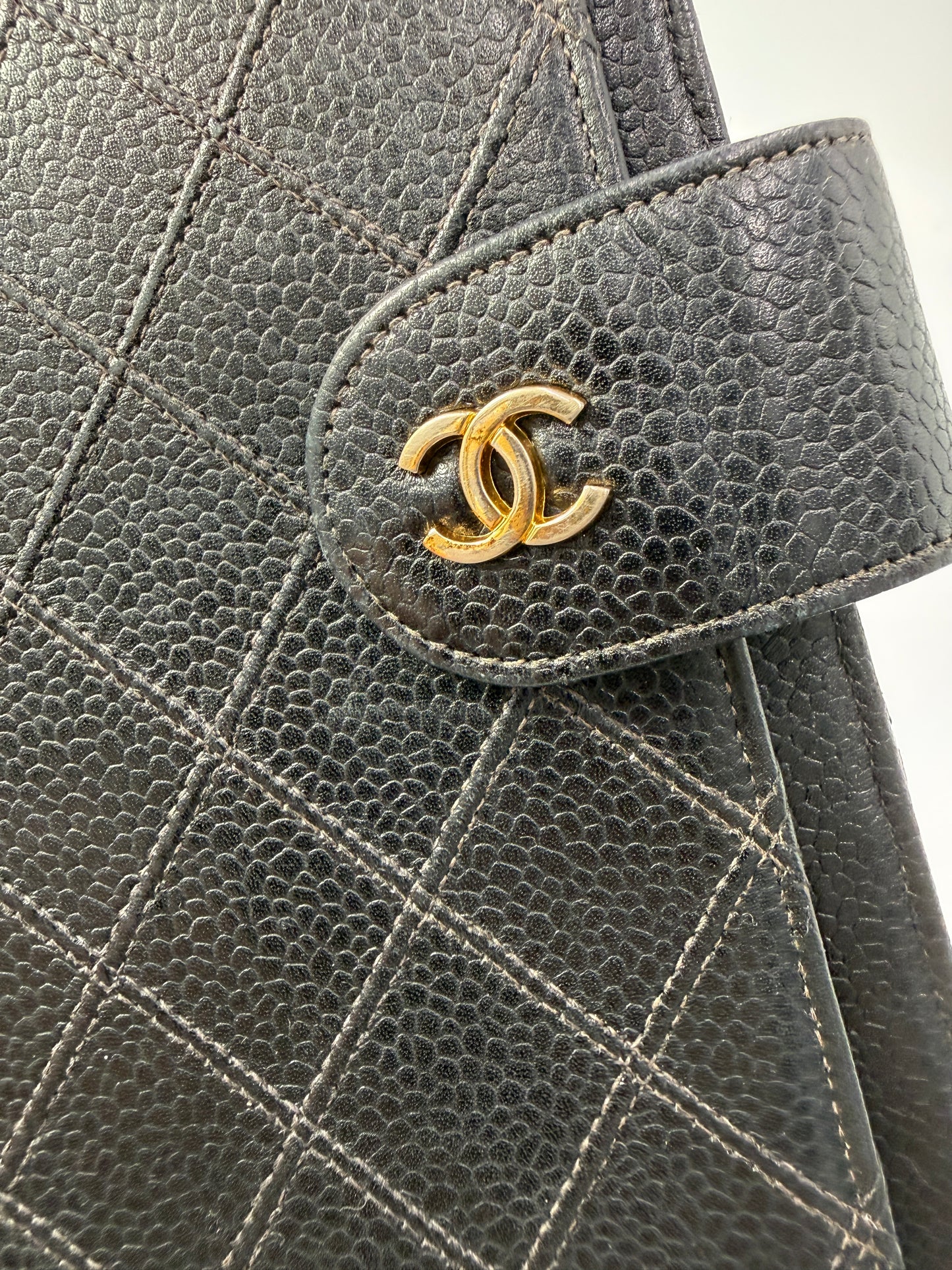 Chanel Black Caviar Leather Agenda Organizer MM