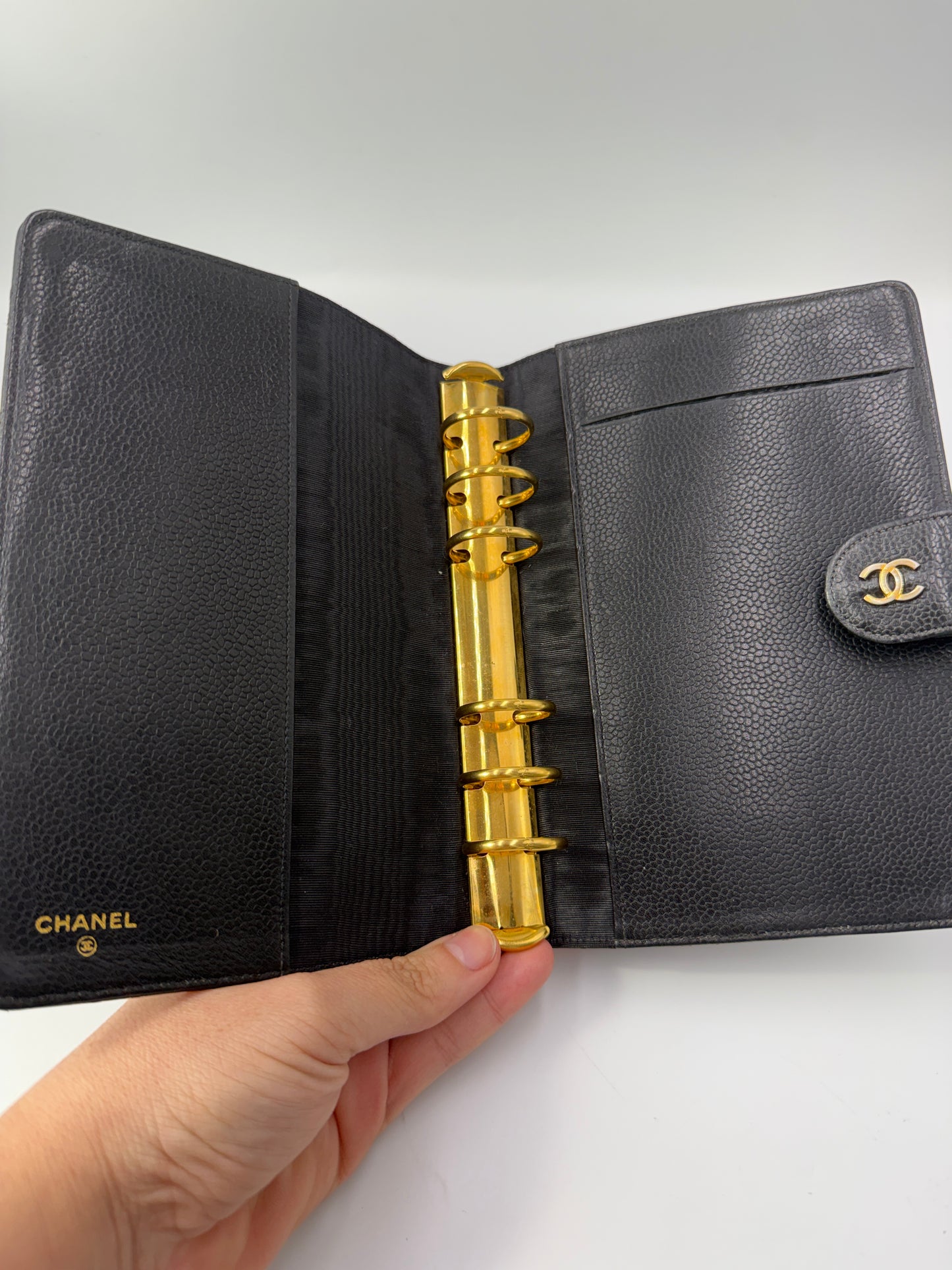 Chanel Black Caviar Leather Agenda Organizer MM