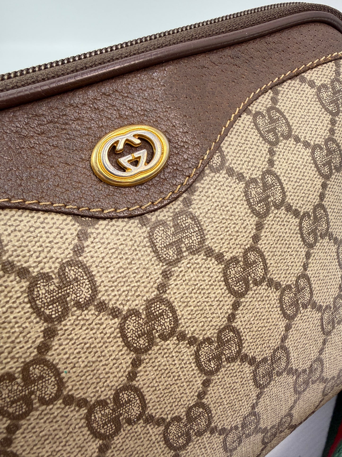 Gucci Vintage GG Supreme Crossbody Clutch With Unbranded Strap