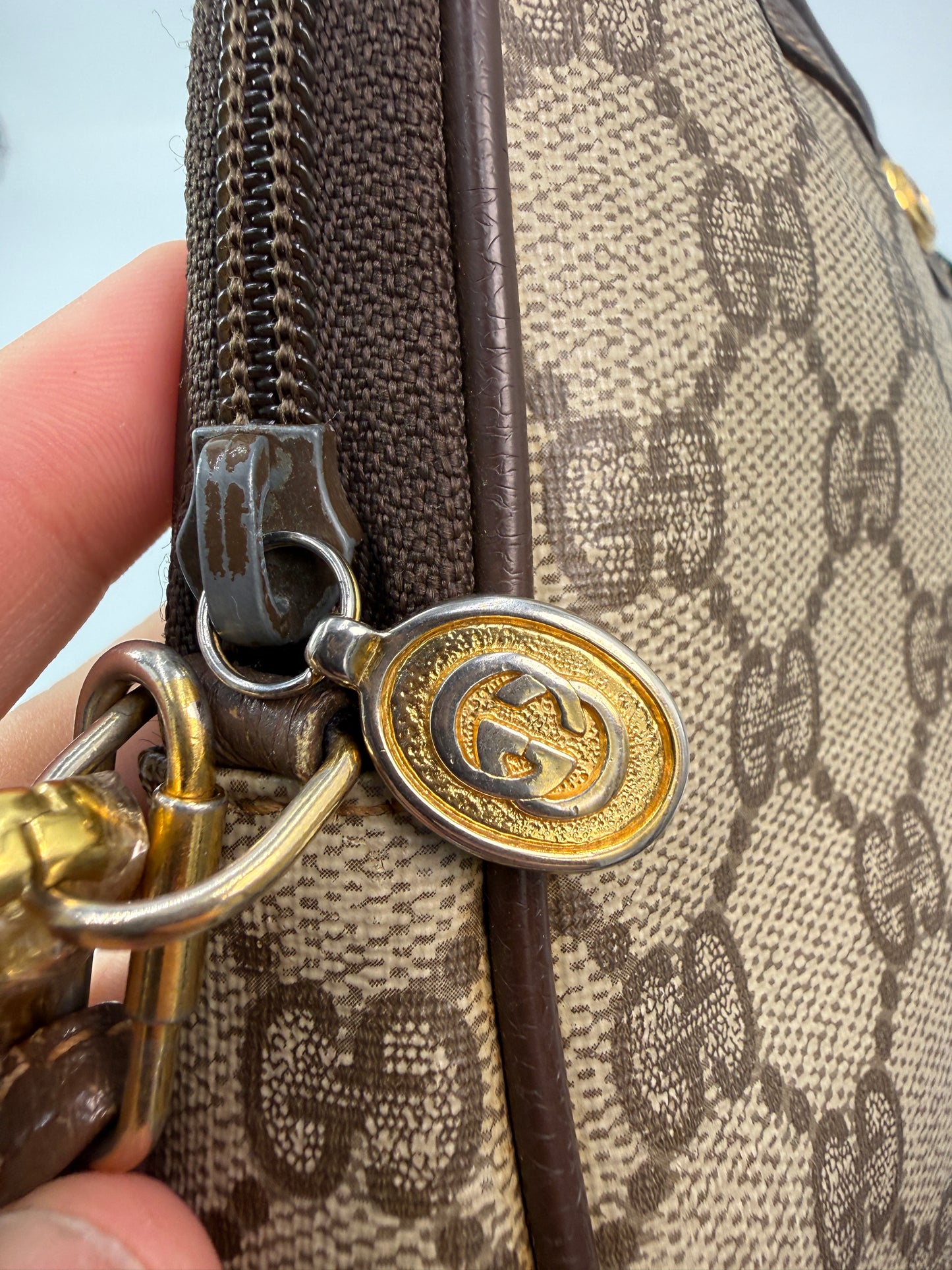 Gucci Vintage GG Supreme Crossbody Clutch With Unbranded Strap