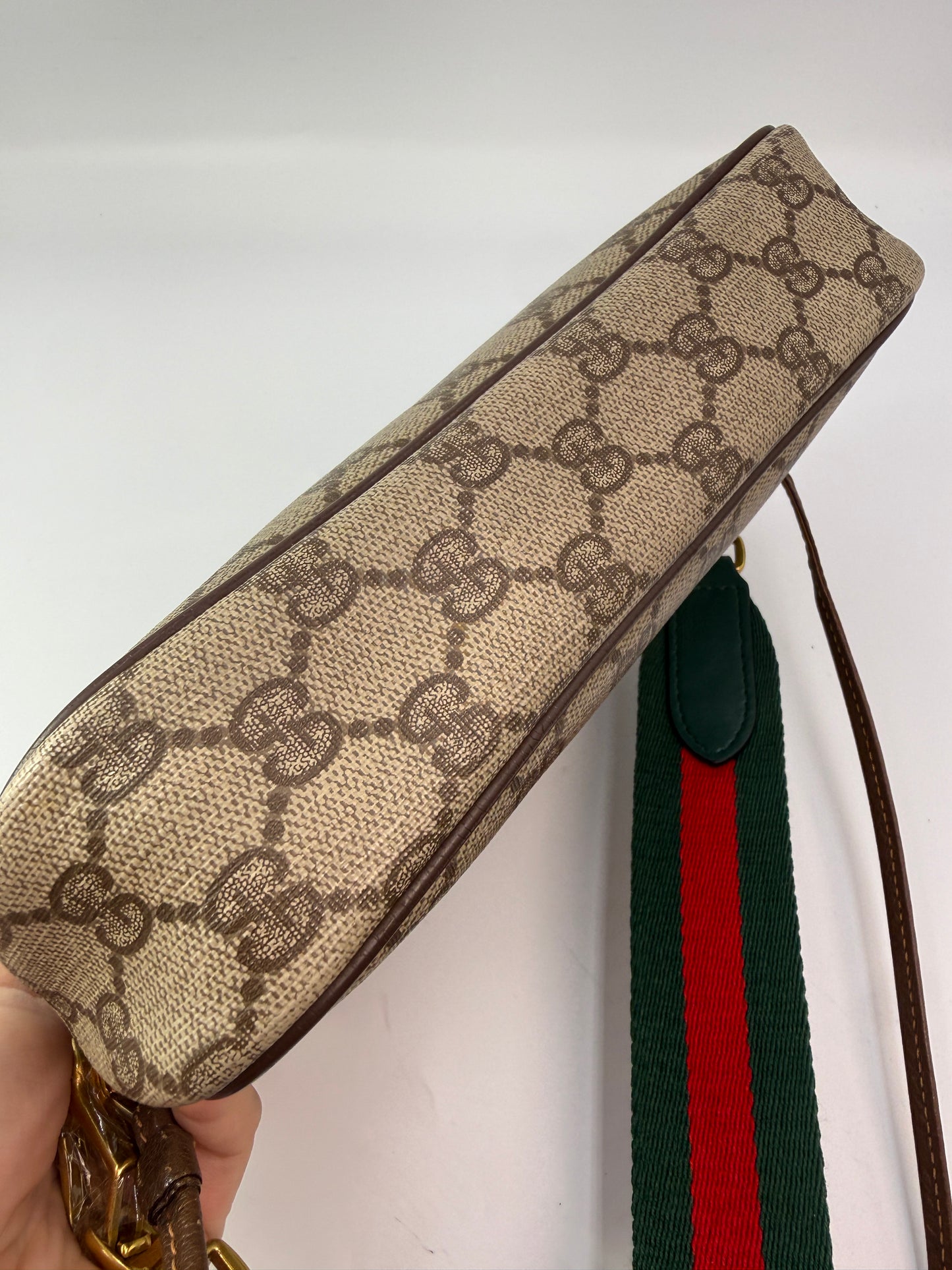 Gucci Vintage GG Supreme Crossbody Clutch With Unbranded Strap