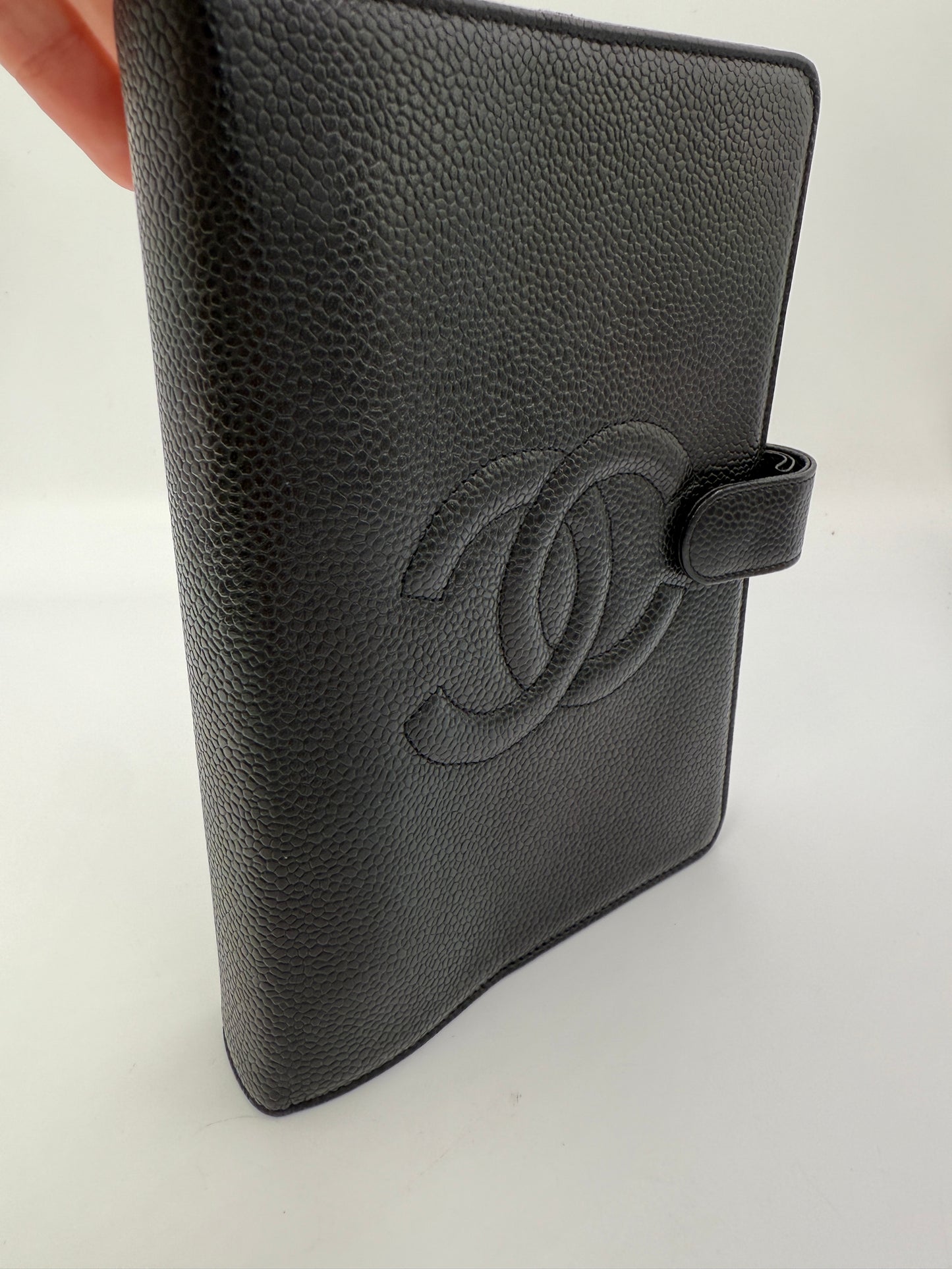 Chanel Black Caviar Agenda MM with Serial Code Sticker