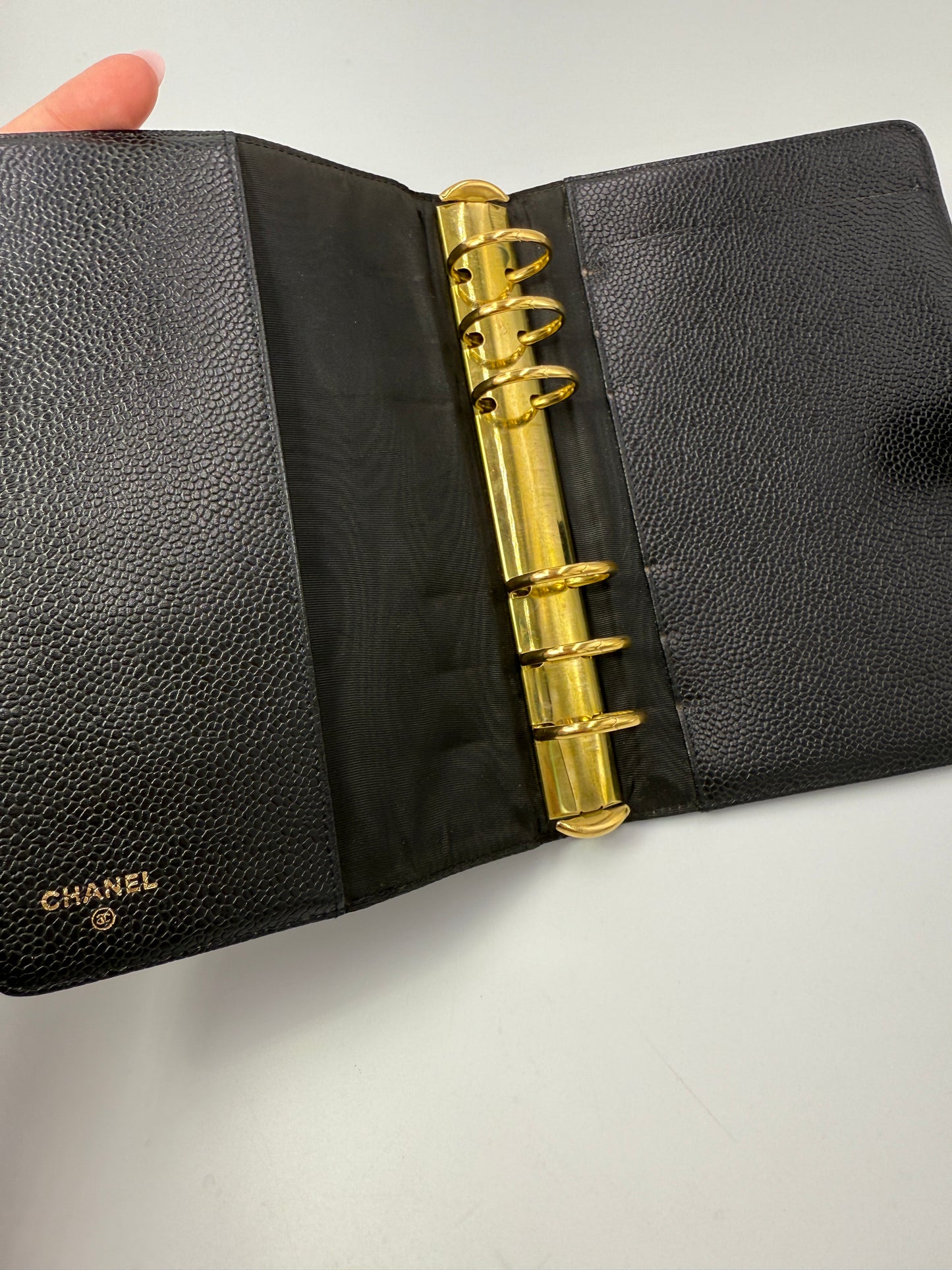 Chanel Black Caviar Agenda MM with Serial Code Sticker