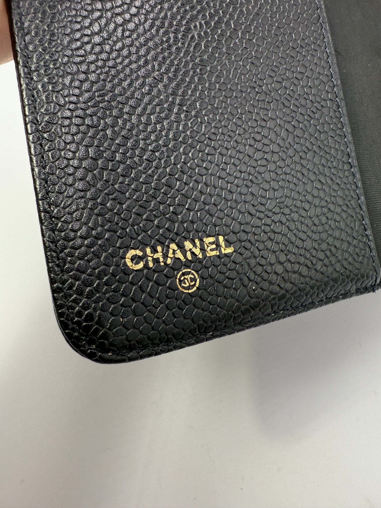 Chanel Black Caviar Agenda MM with Serial Code Sticker