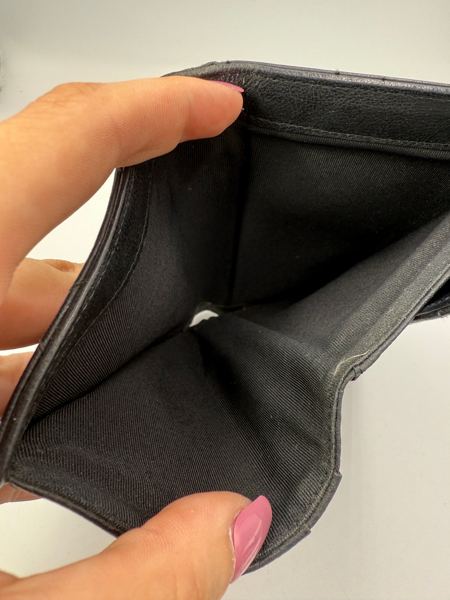 Chanel Black Calfskin Flap Wallet on Chain with Serial