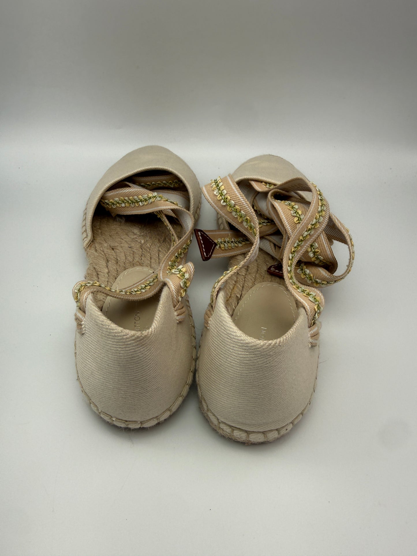 Louis Vuitton Beige Canvas Tie Up Espadrilles Size 8.5