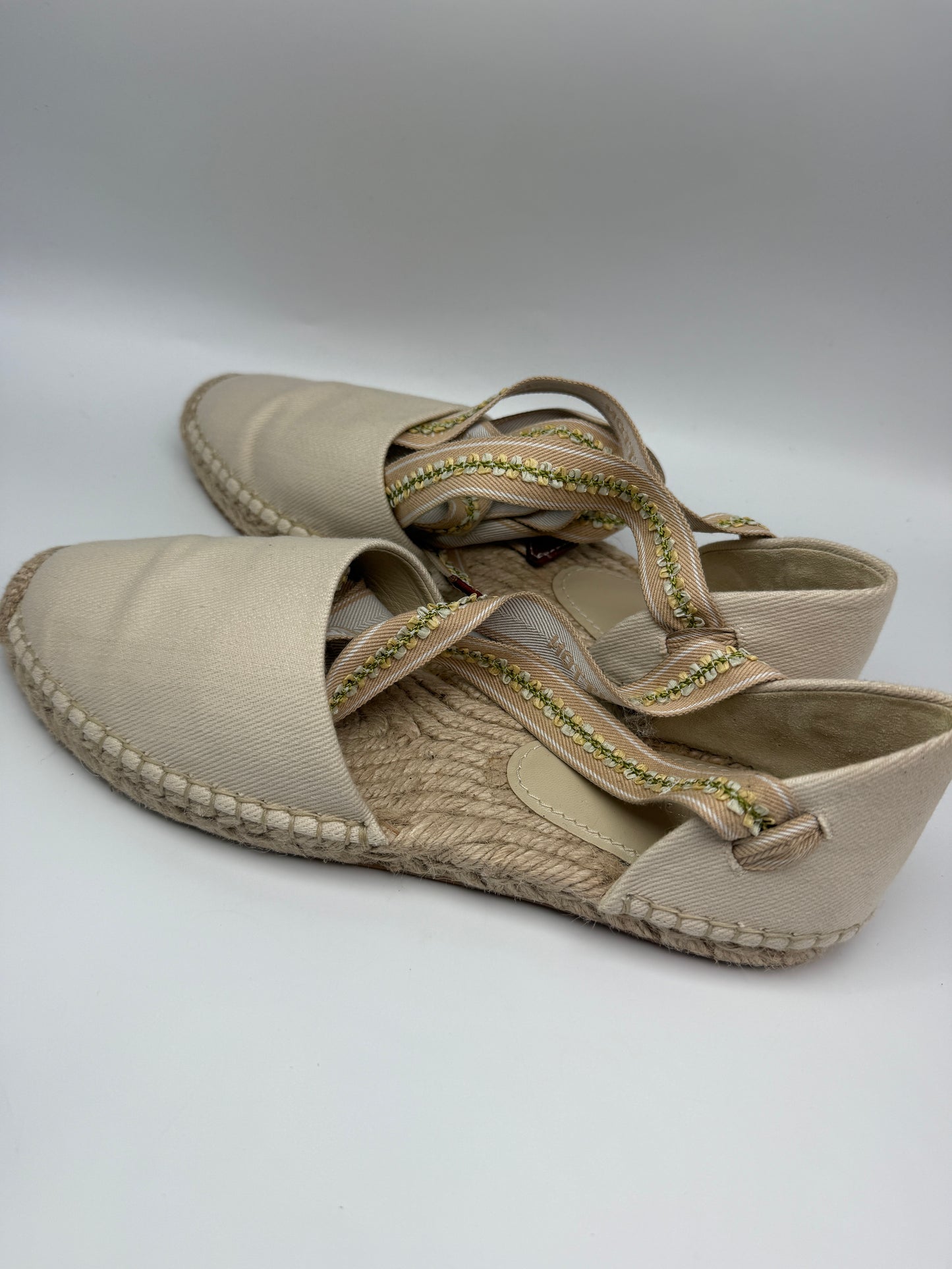Louis Vuitton Beige Canvas Tie Up Espadrilles Size 8.5