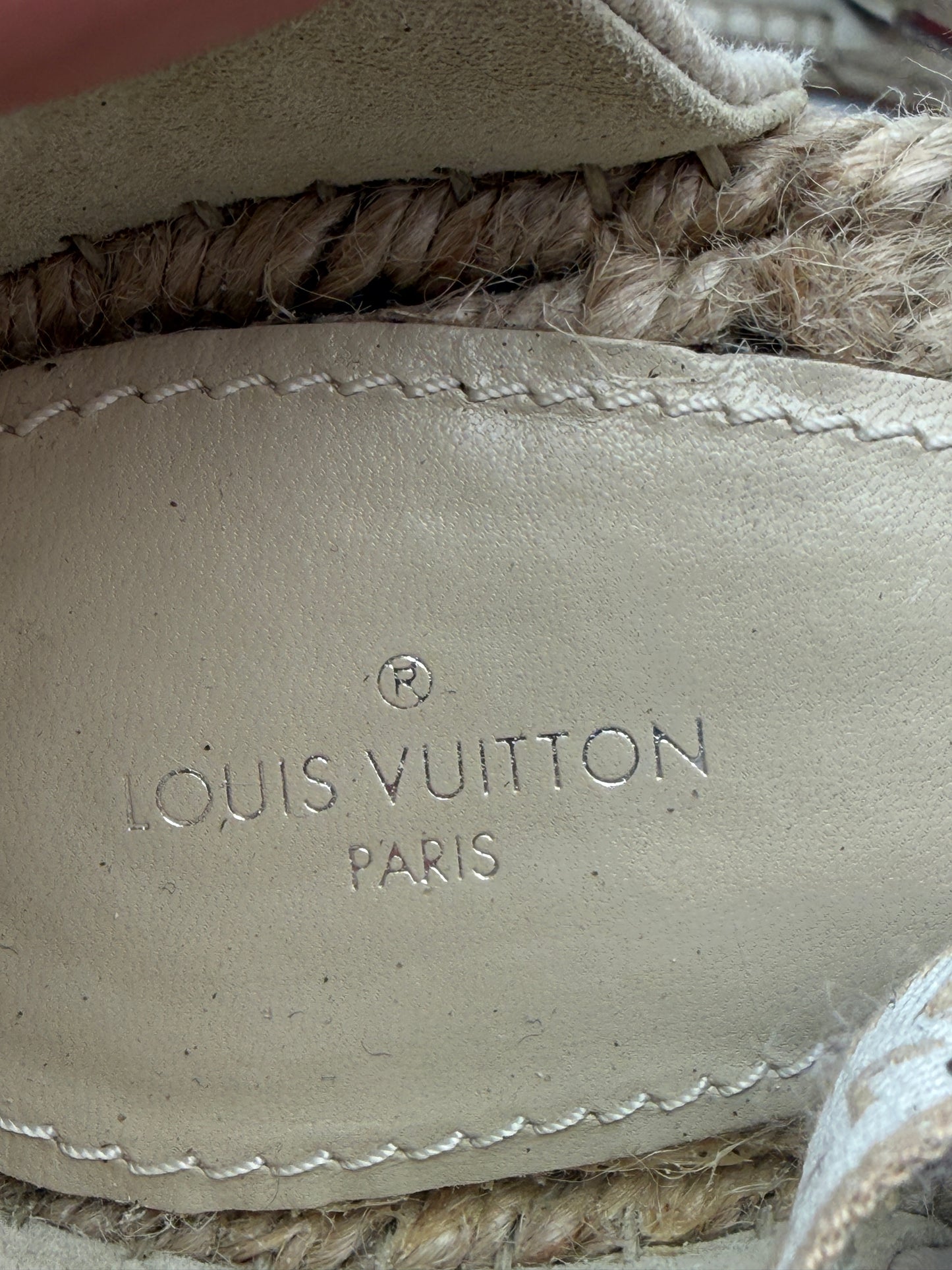 Louis Vuitton Beige Canvas Tie Up Espadrilles Size 8.5