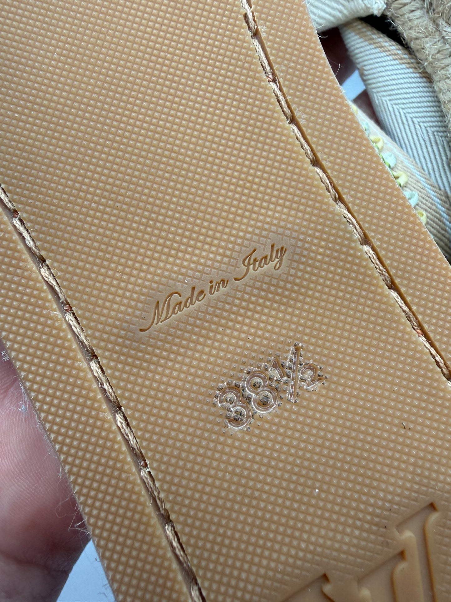 Louis Vuitton Beige Canvas Tie Up Espadrilles Size 8.5