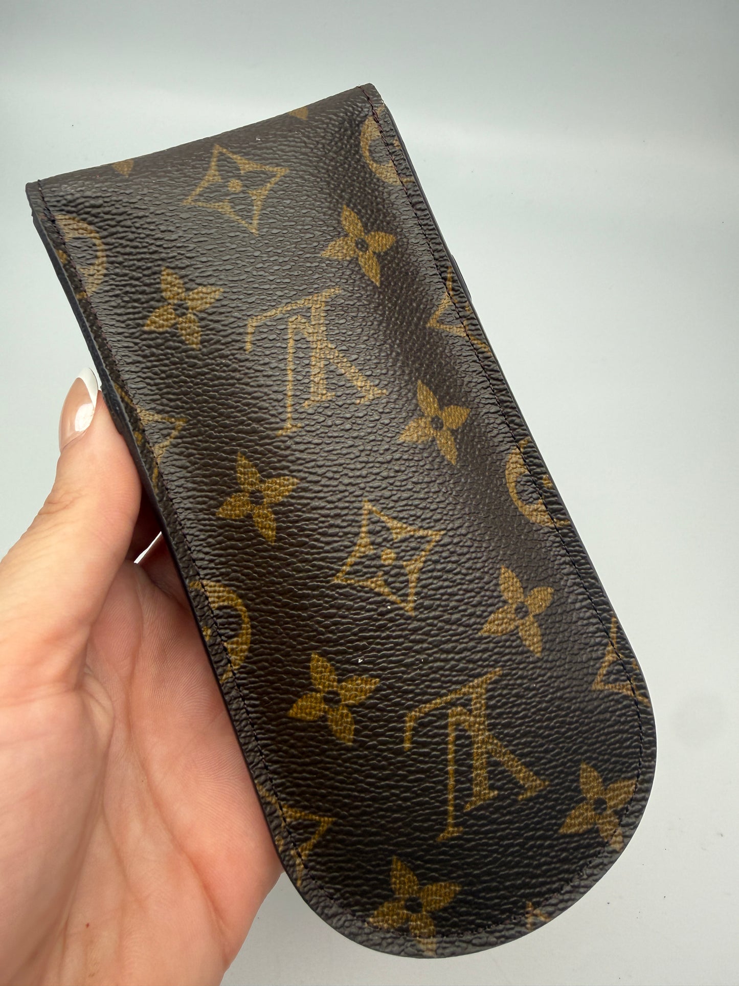 Louis Vuitton Monogram Coated Canvas Glasses Case Flap Closure SN0021