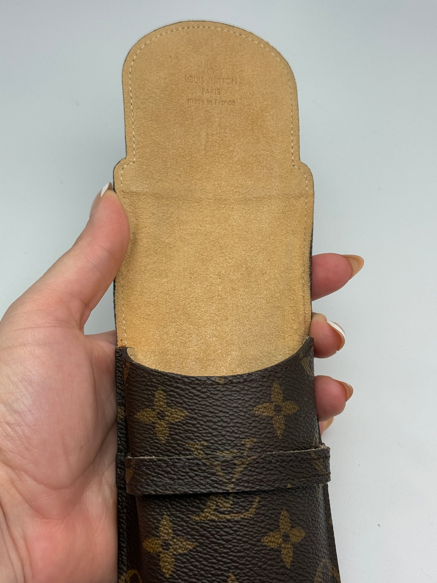 Louis Vuitton Monogram Coated Canvas Glasses Case Flap Closure SN0021