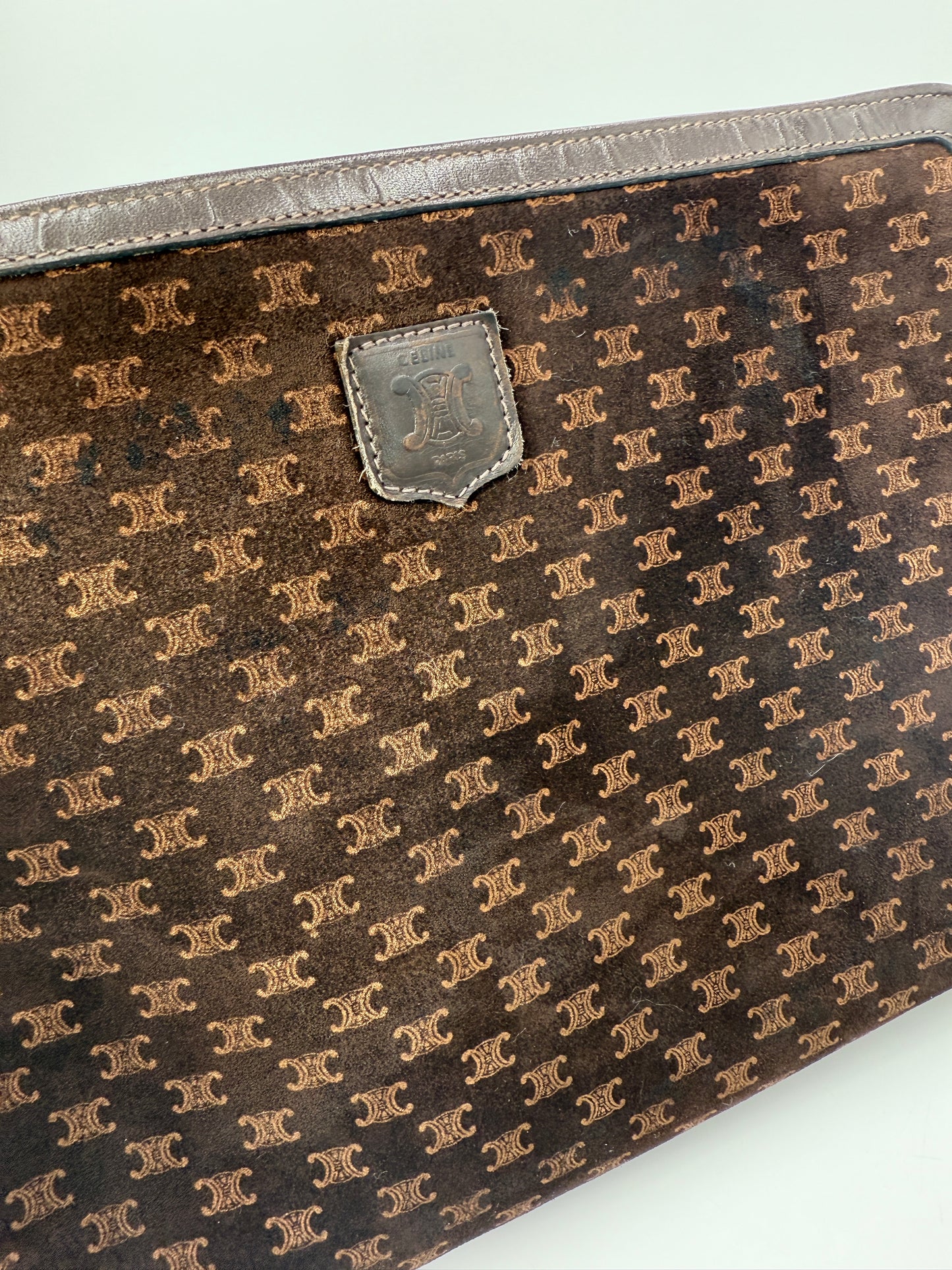 Celine Brown Suede Macadam Clutch