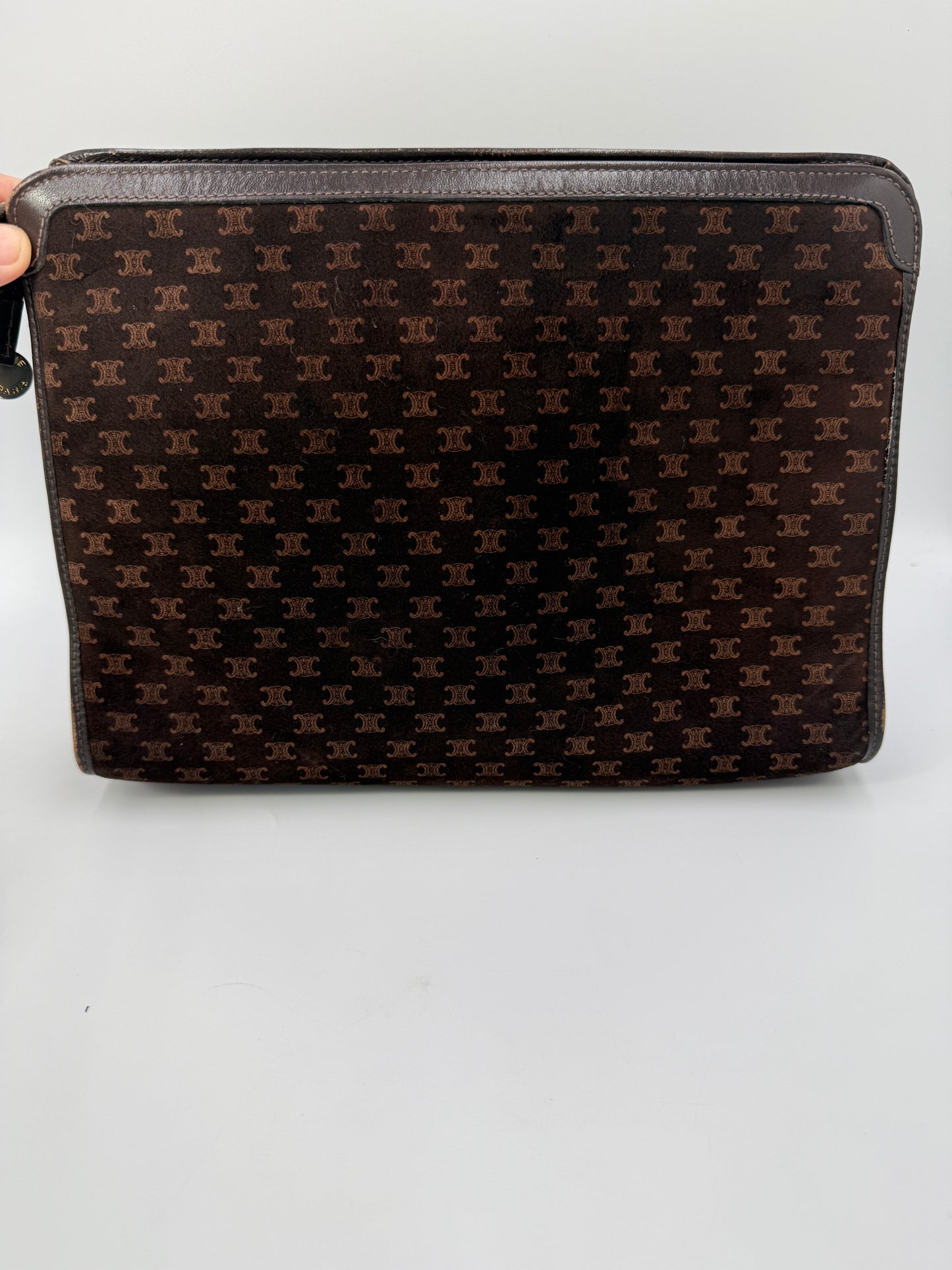 Celine Brown Suede Macadam Clutch